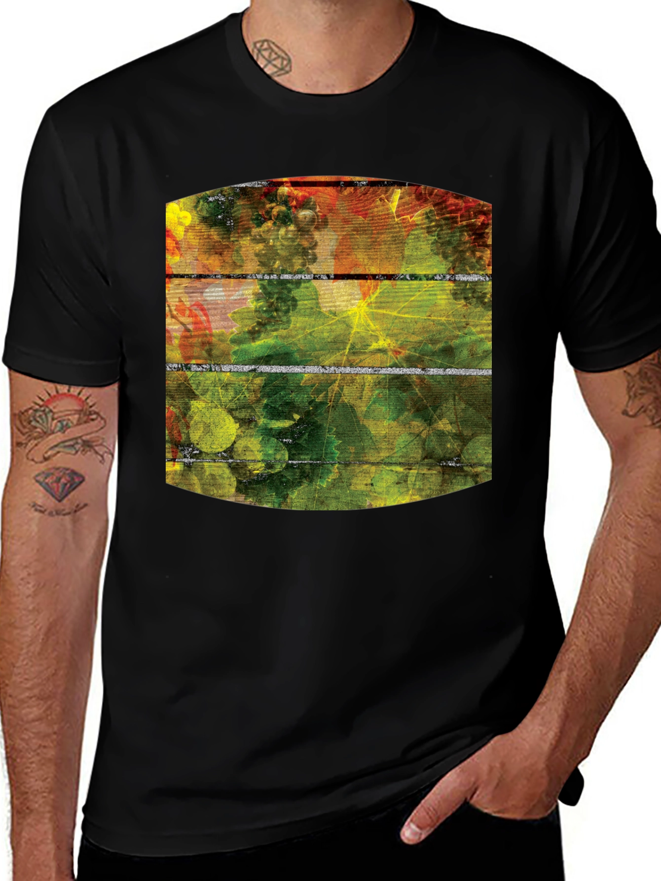 Vineyard Graphic Tee - Black Cotton T-Shirt