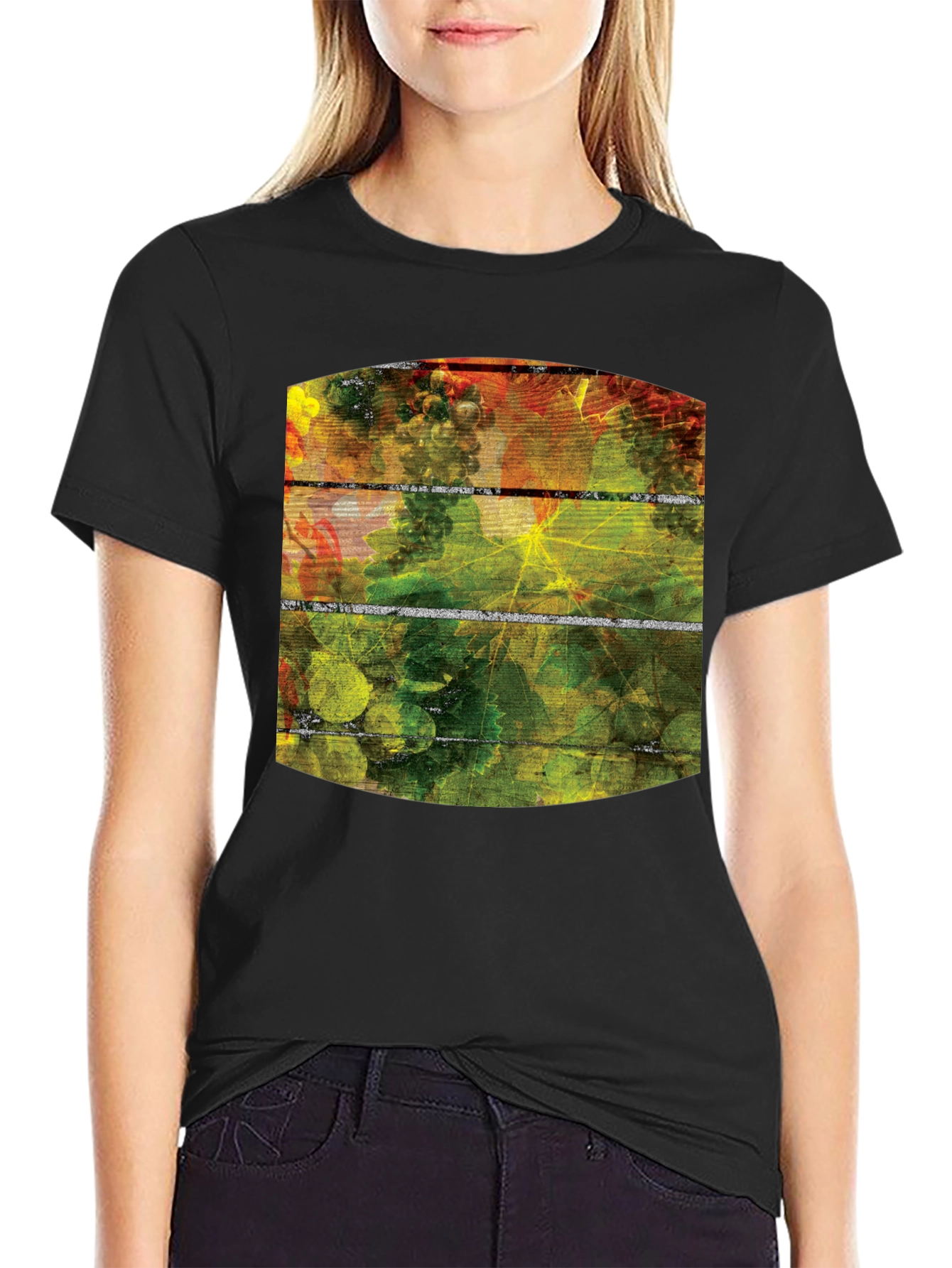 Vineyard Graphic Tee - Black Cotton T-Shirt
