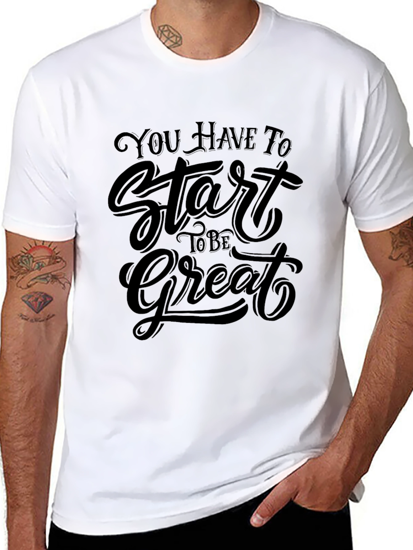 Inspirational Start To Be Great Black T-Shirt