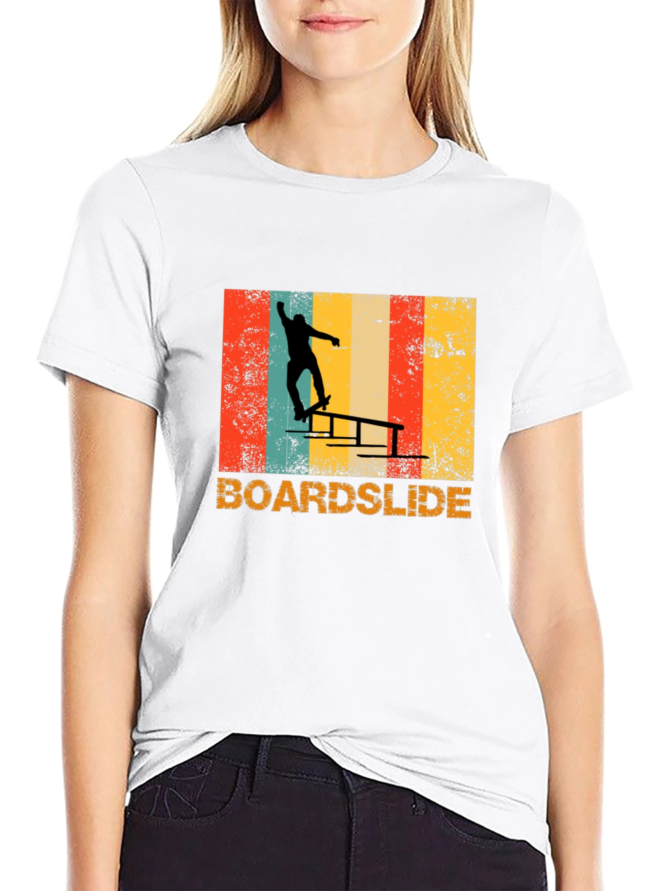 Retro Boardslide Skateboard T-Shirt - Black