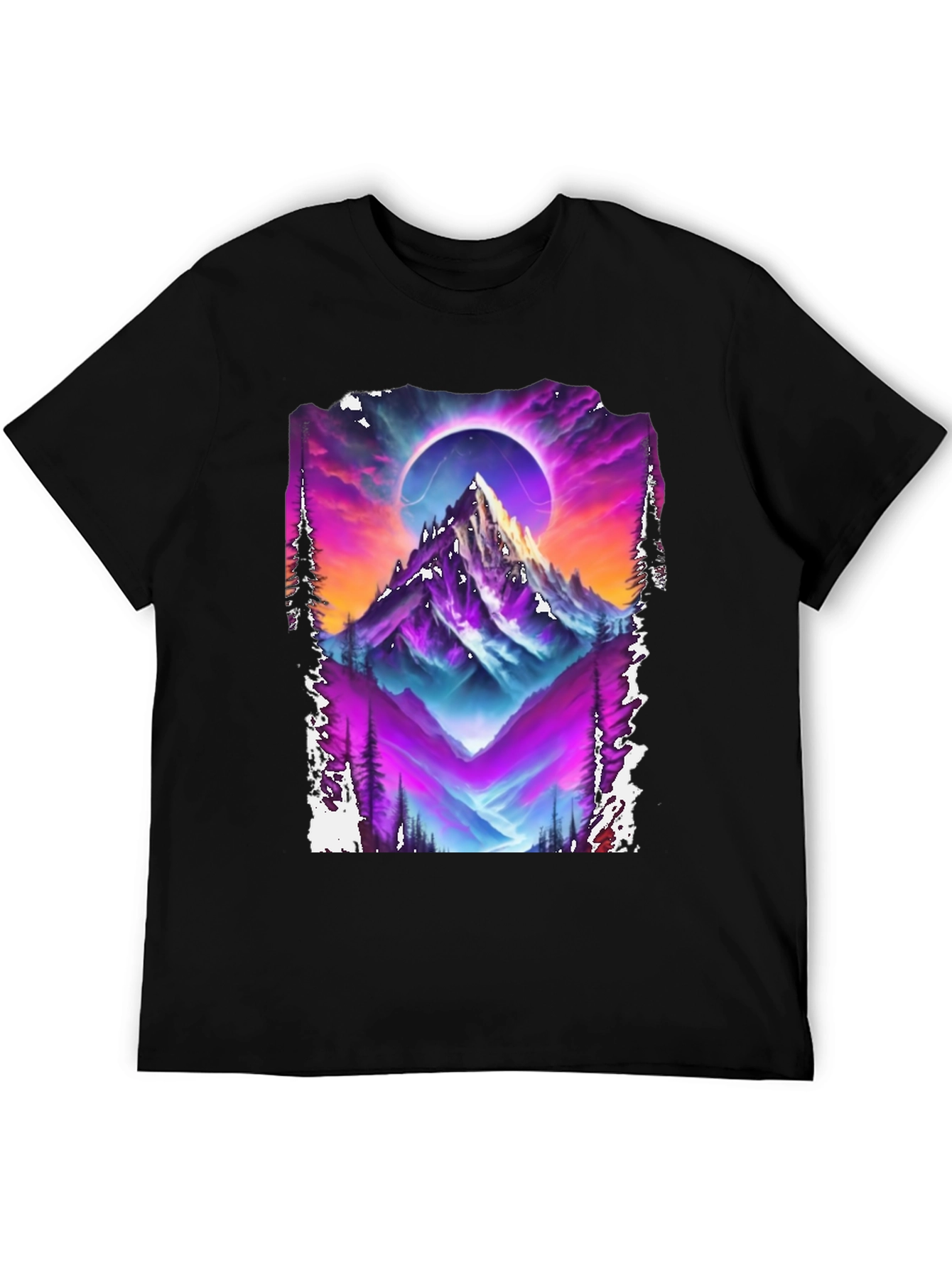 Mountain Eclipse Graphic Tee - Vivid Print Shirt