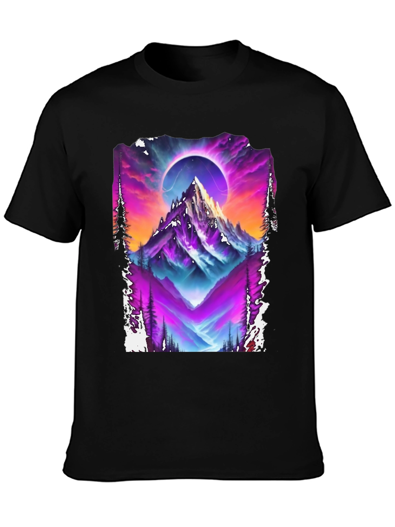 Mountain Eclipse Graphic Tee - Vivid Print Shirt