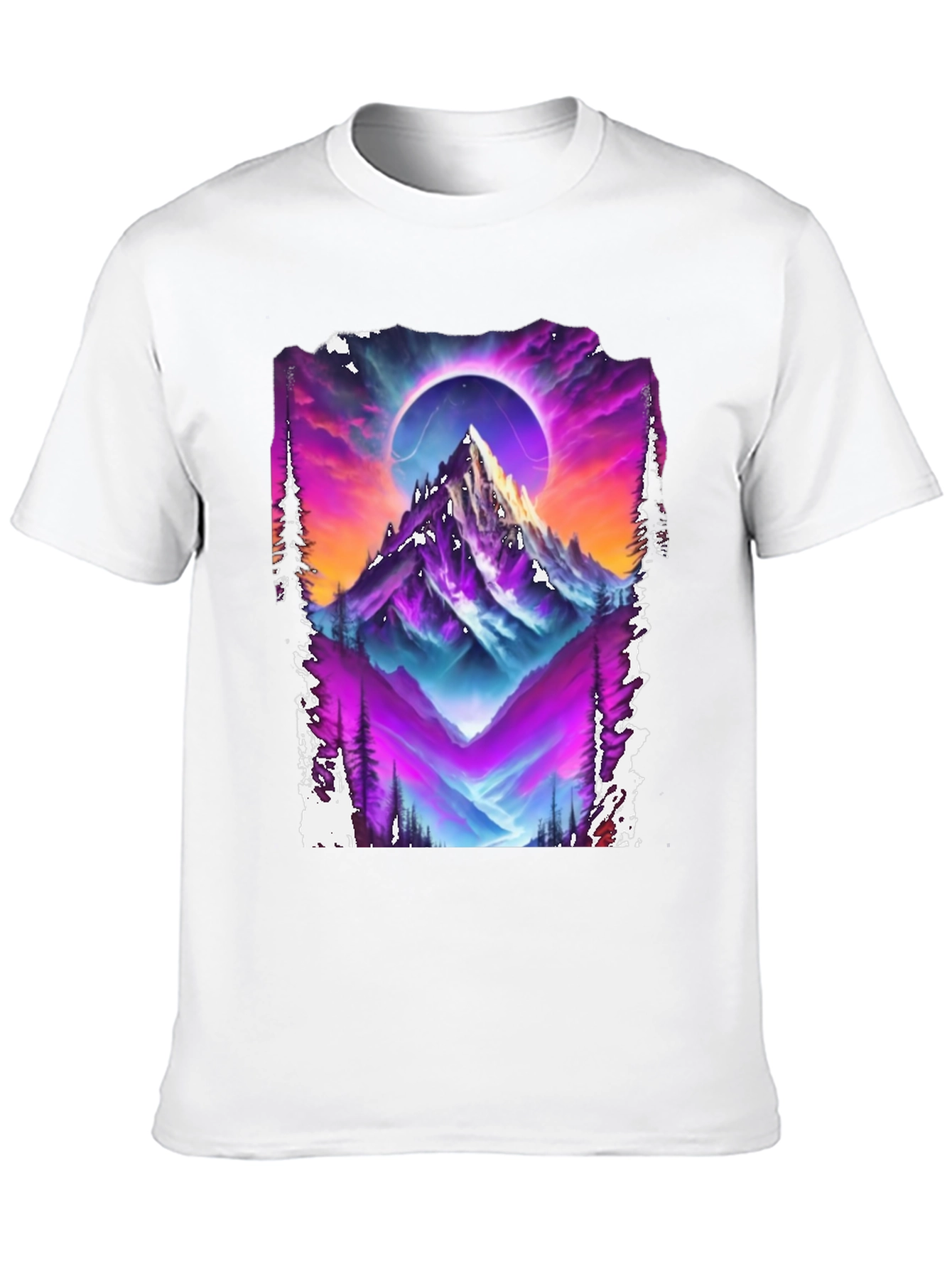 Mountain Eclipse Graphic Tee - Vivid Print Shirt