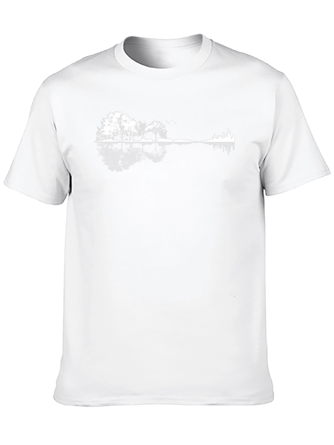 Nature & Cityscape Graphic Tee - Black Cotton Blend