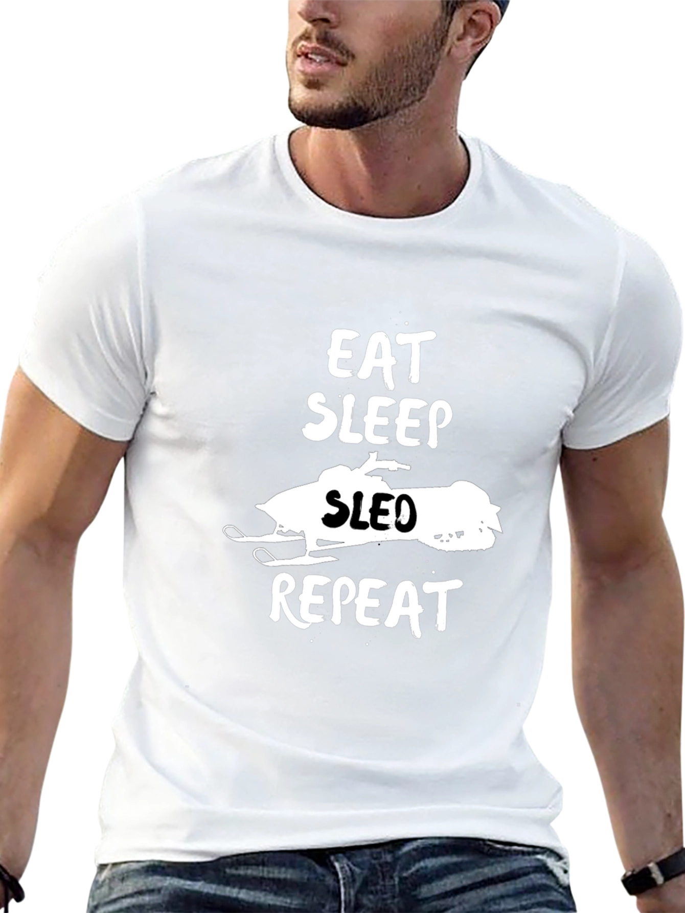 Eat Sleep Sled Repeat Graphic Tee - Black
