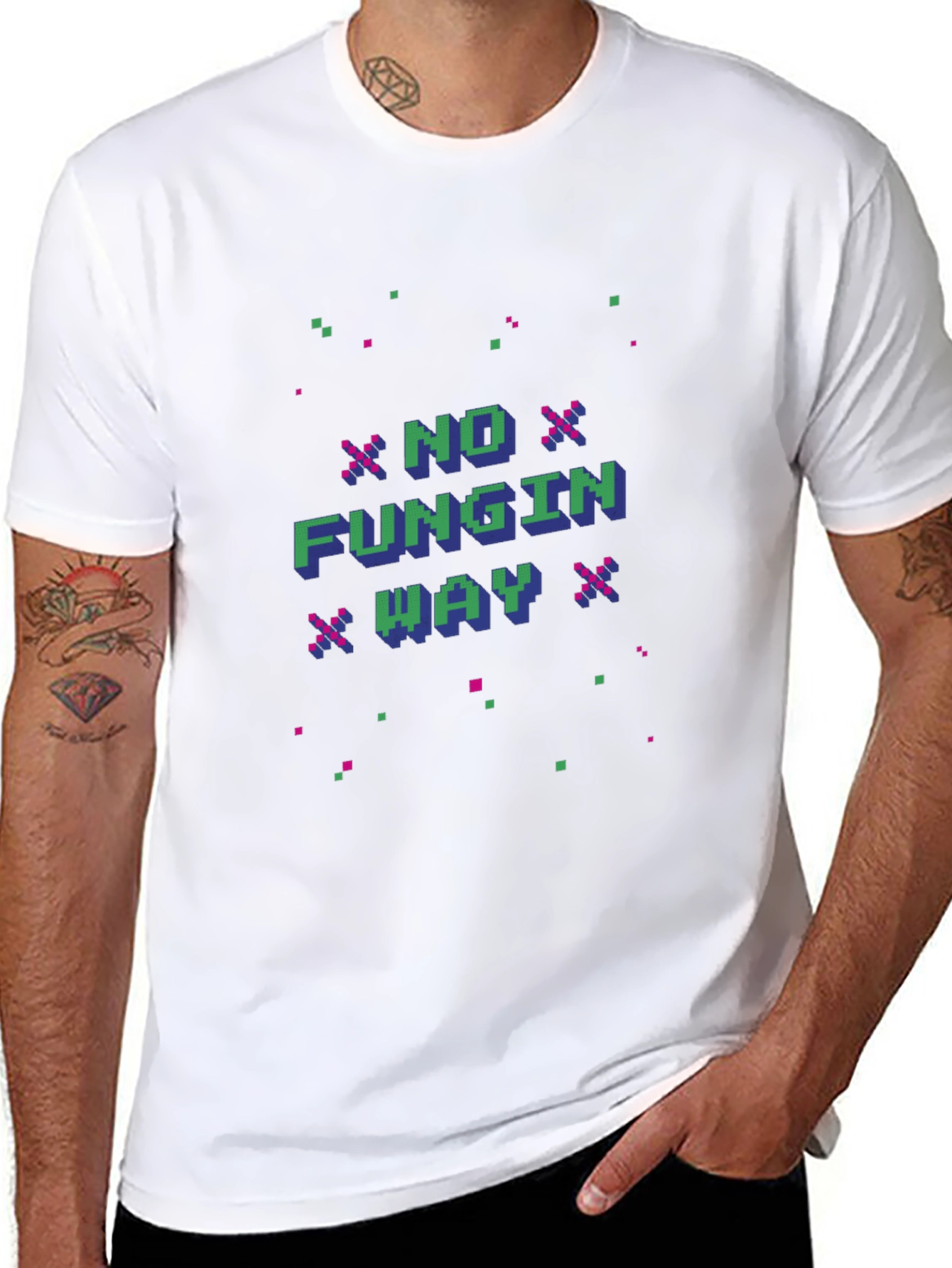 No Fungin Way Pixel Art Black T-Shirt