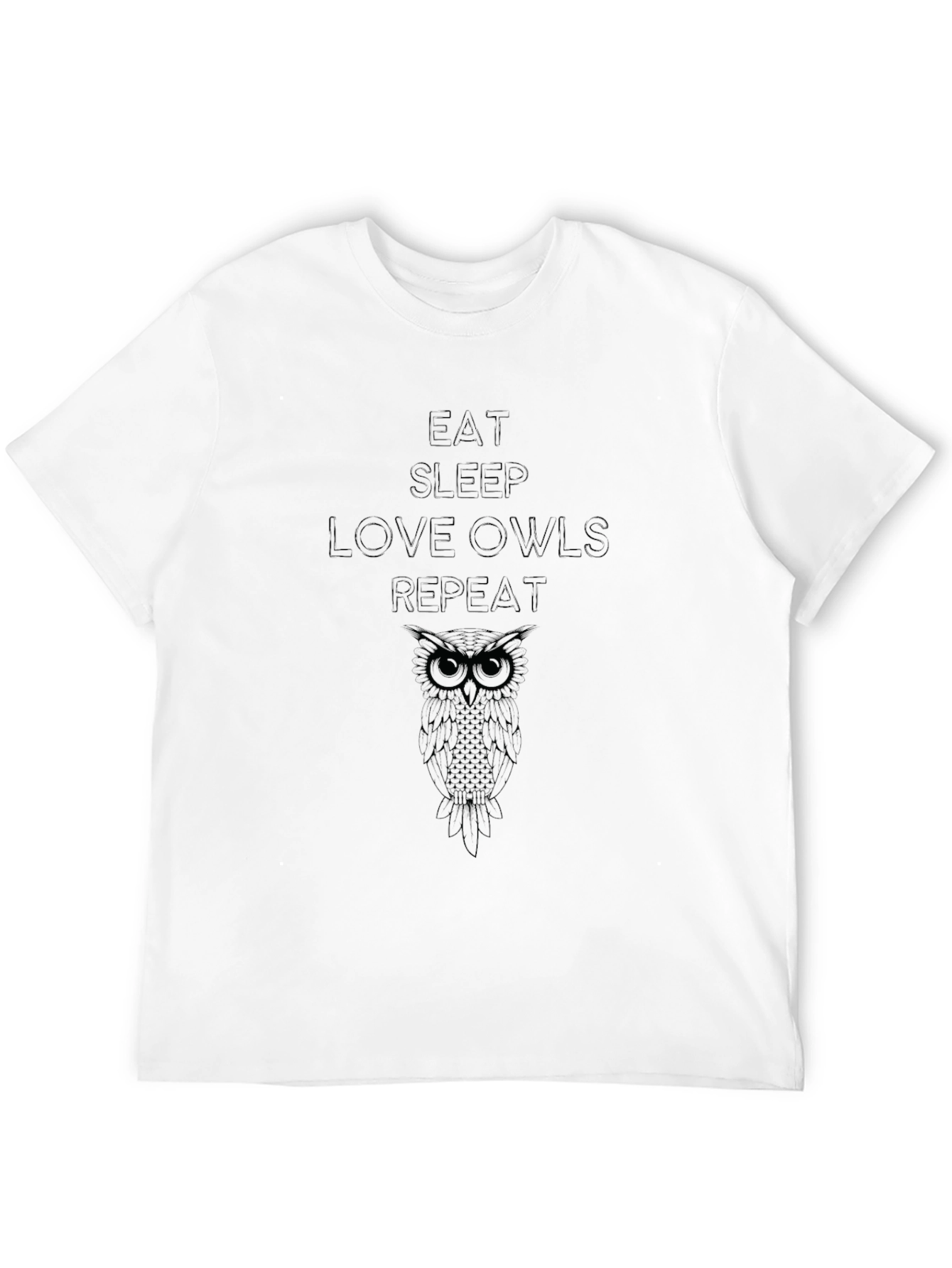 Eat Sleep Love Owls Repeat Black T-Shirt