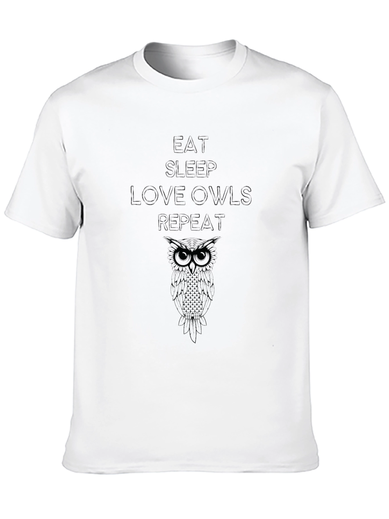Eat Sleep Love Owls Repeat Black T-Shirt