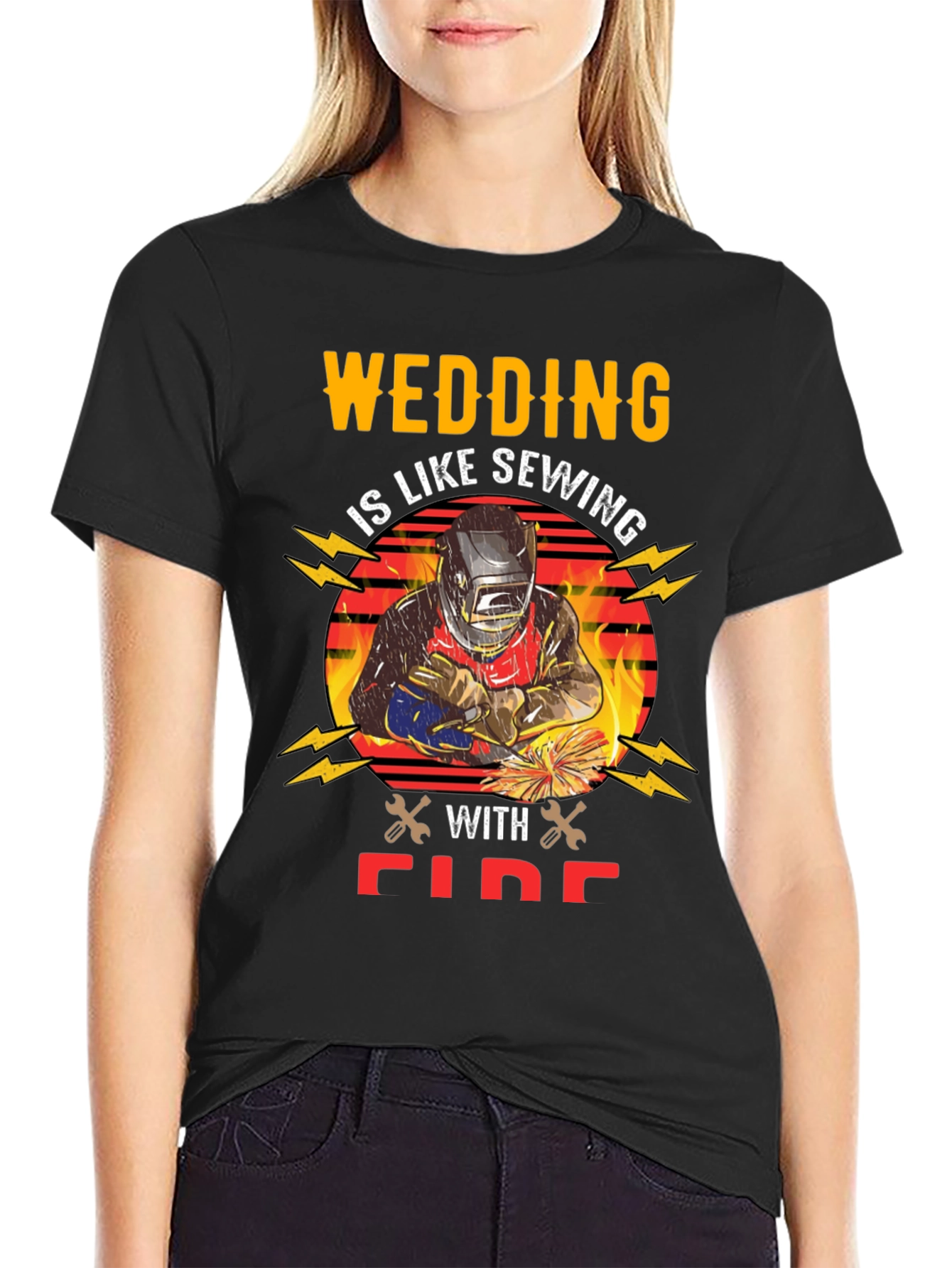 Wedding Sewing With Fire T-Shirt