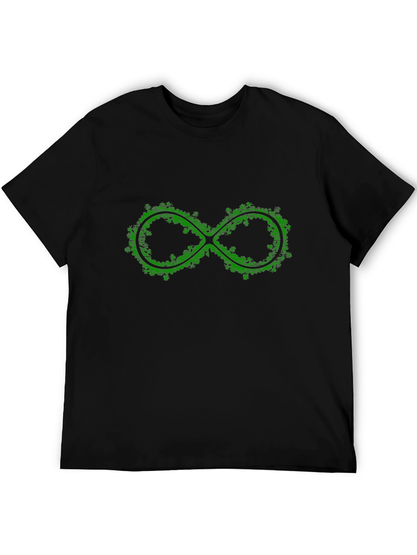 Green Infinity Symbol Graphic Black T-Shirt