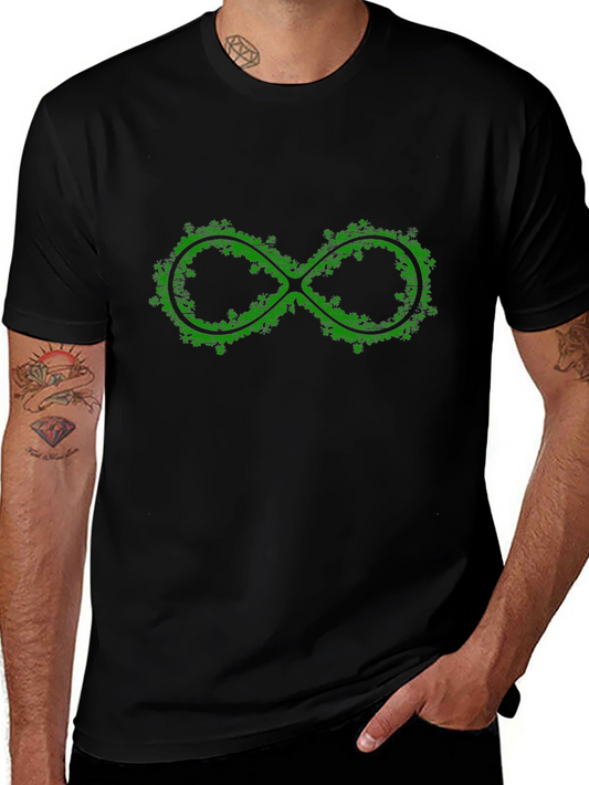 Green Infinity Symbol Graphic Black T-Shirt
