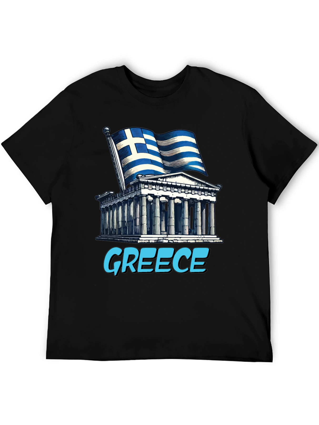 Greece Flag T-Shirt - Ancient Architecture Souvenir Tee