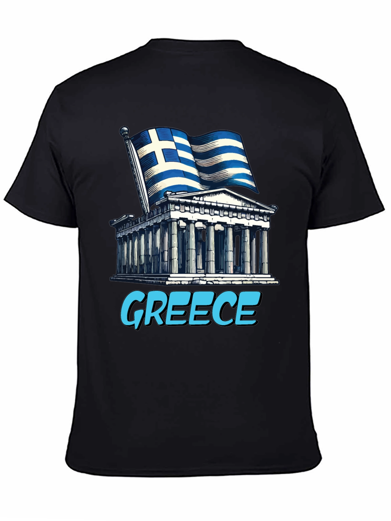 Greece Flag T-Shirt - Ancient Architecture Souvenir Tee