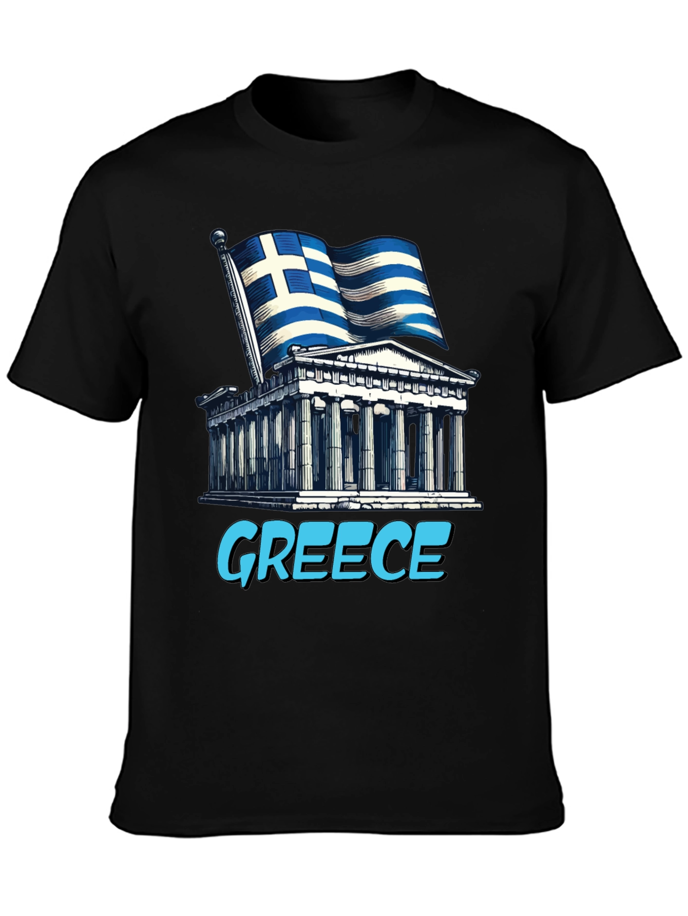 Greece Flag T-Shirt - Ancient Architecture Souvenir Tee