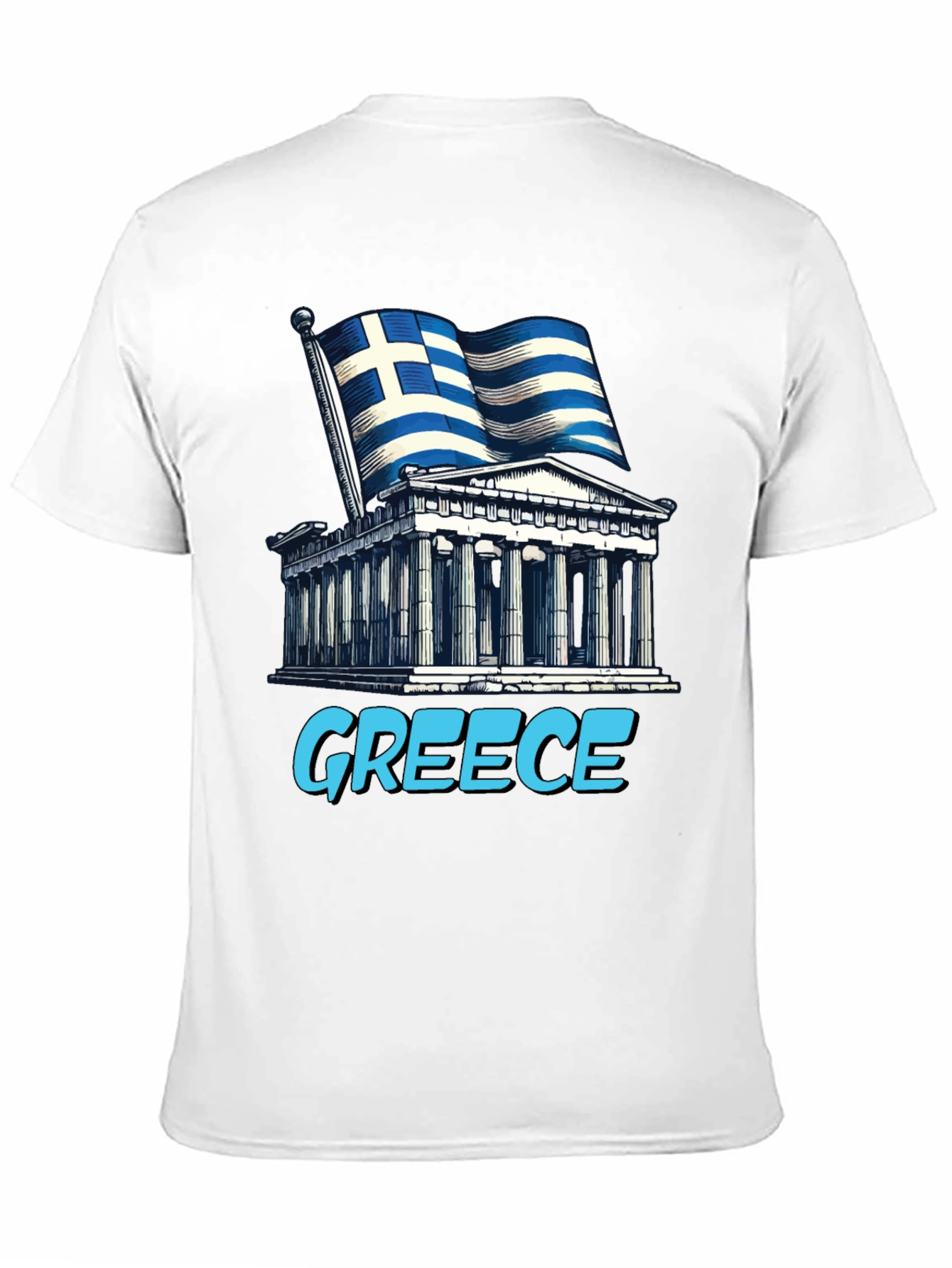 Greece Flag T-Shirt - Ancient Architecture Souvenir Tee
