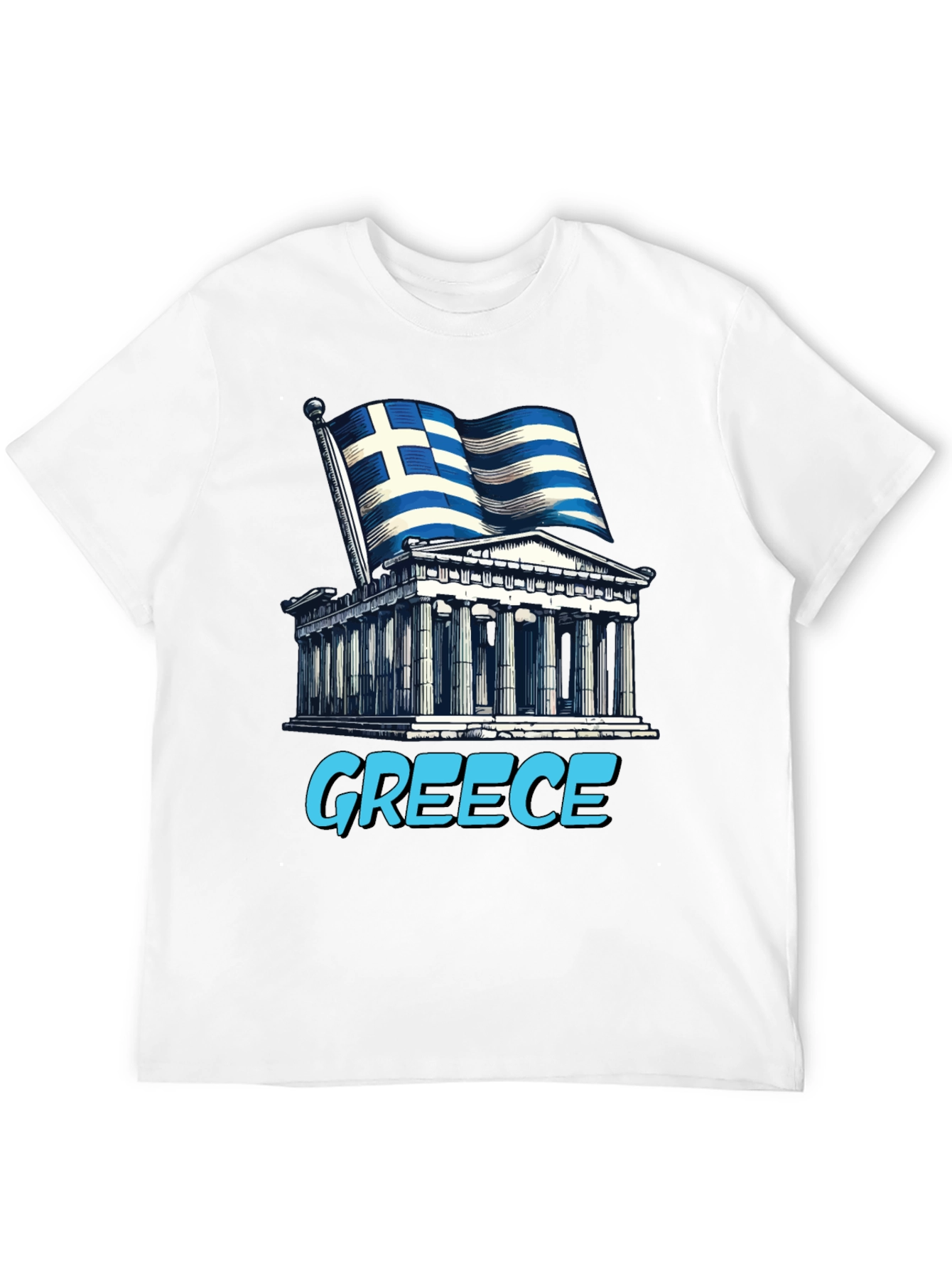 Greece Flag T-Shirt - Ancient Architecture Souvenir Tee