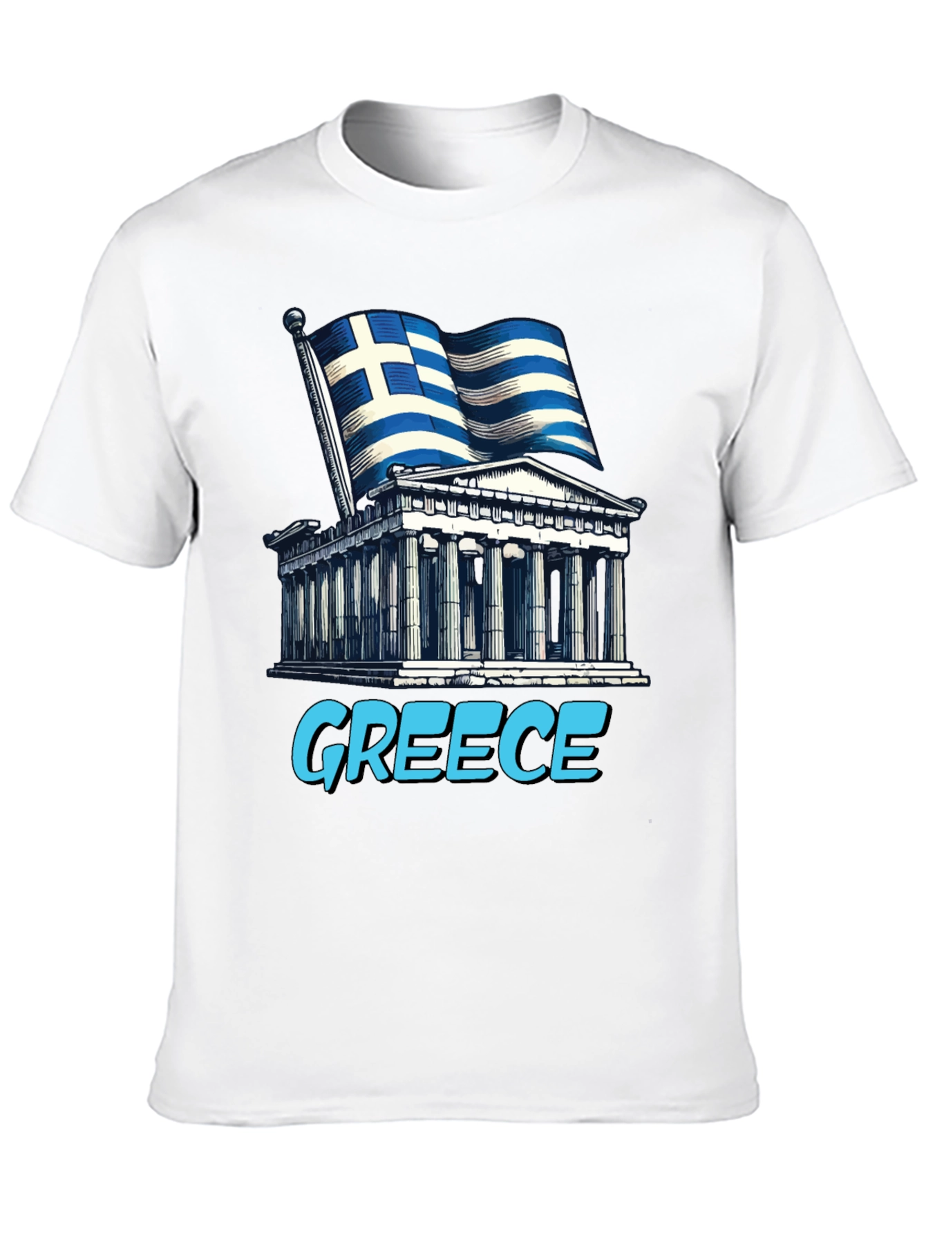 Greece Flag T-Shirt - Ancient Architecture Souvenir Tee