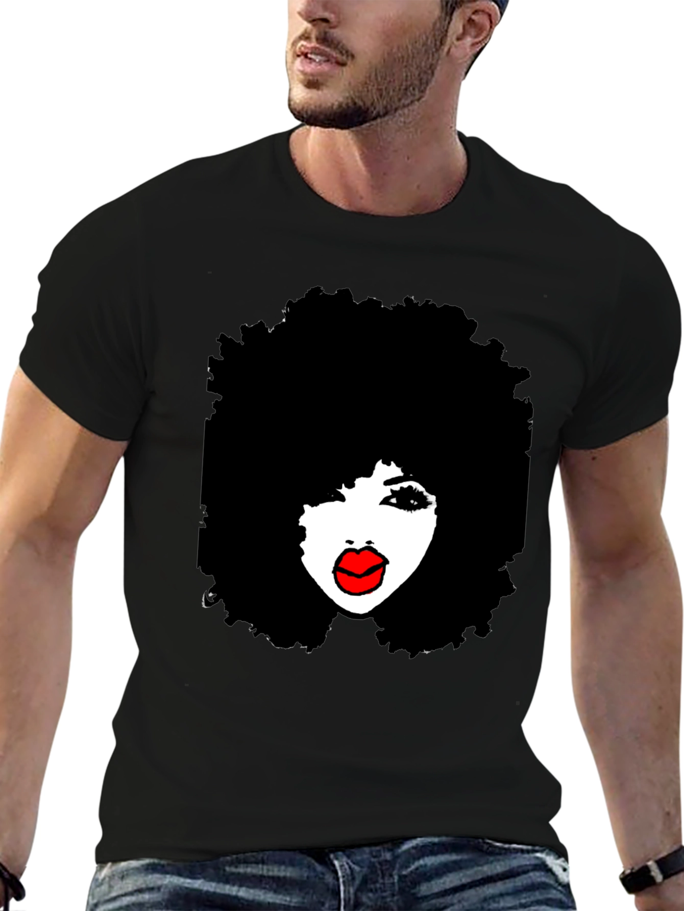 Afro Diva Graphic Tee - Stylish Black T-Shirt