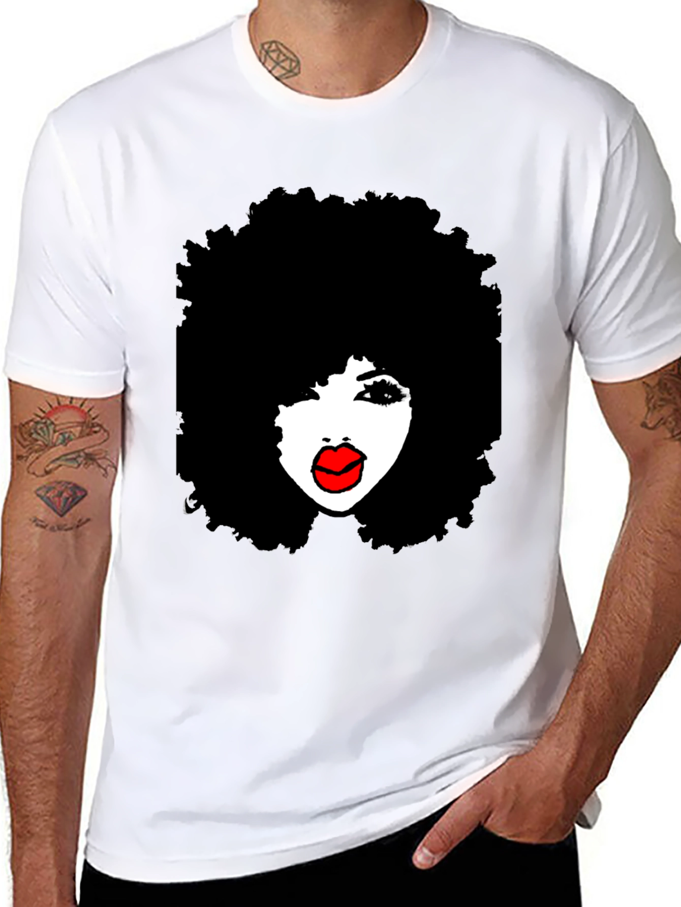 Afro Diva Graphic Tee - Stylish Black T-Shirt