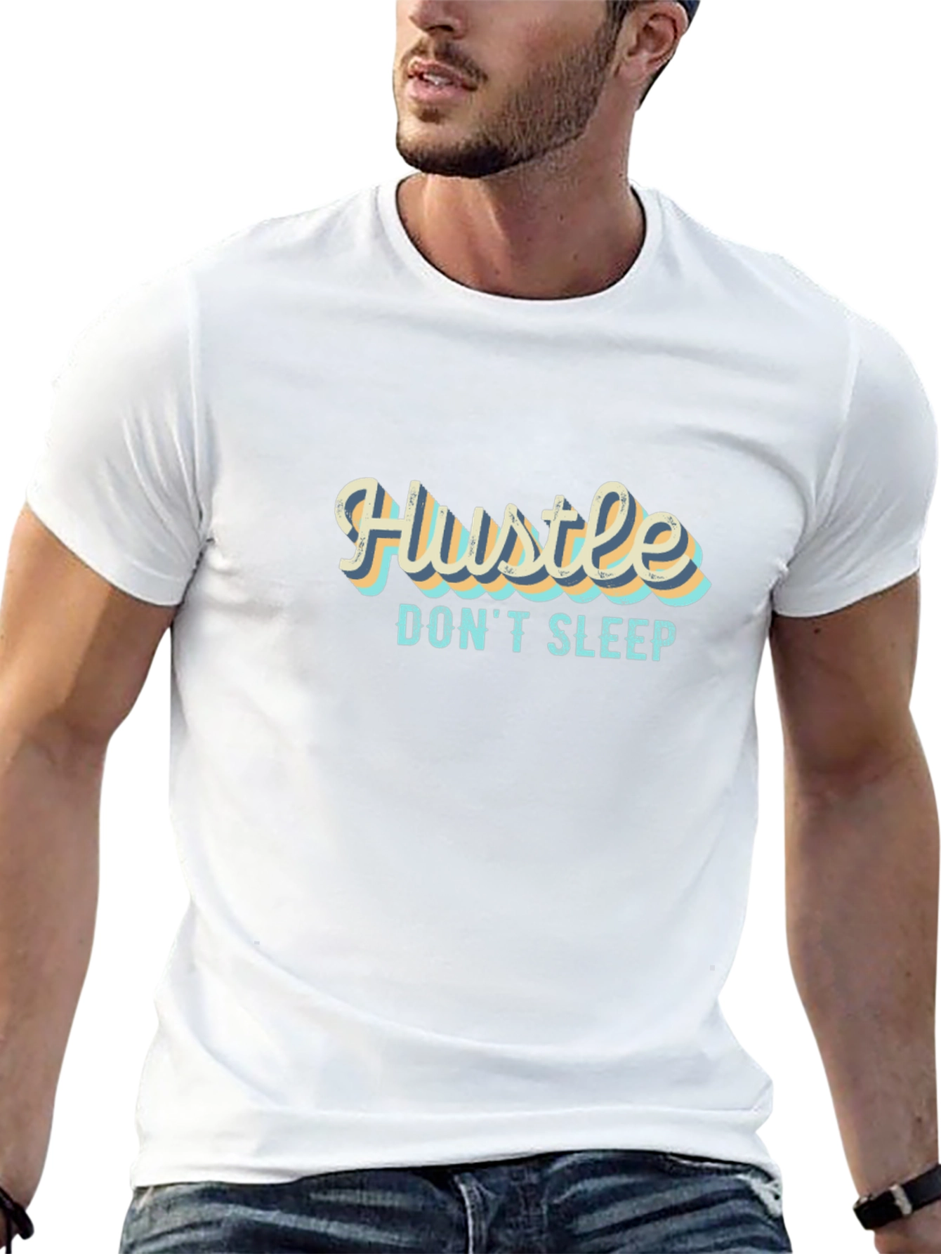 Hustle Dont Sleep Black Graphic T-Shirt