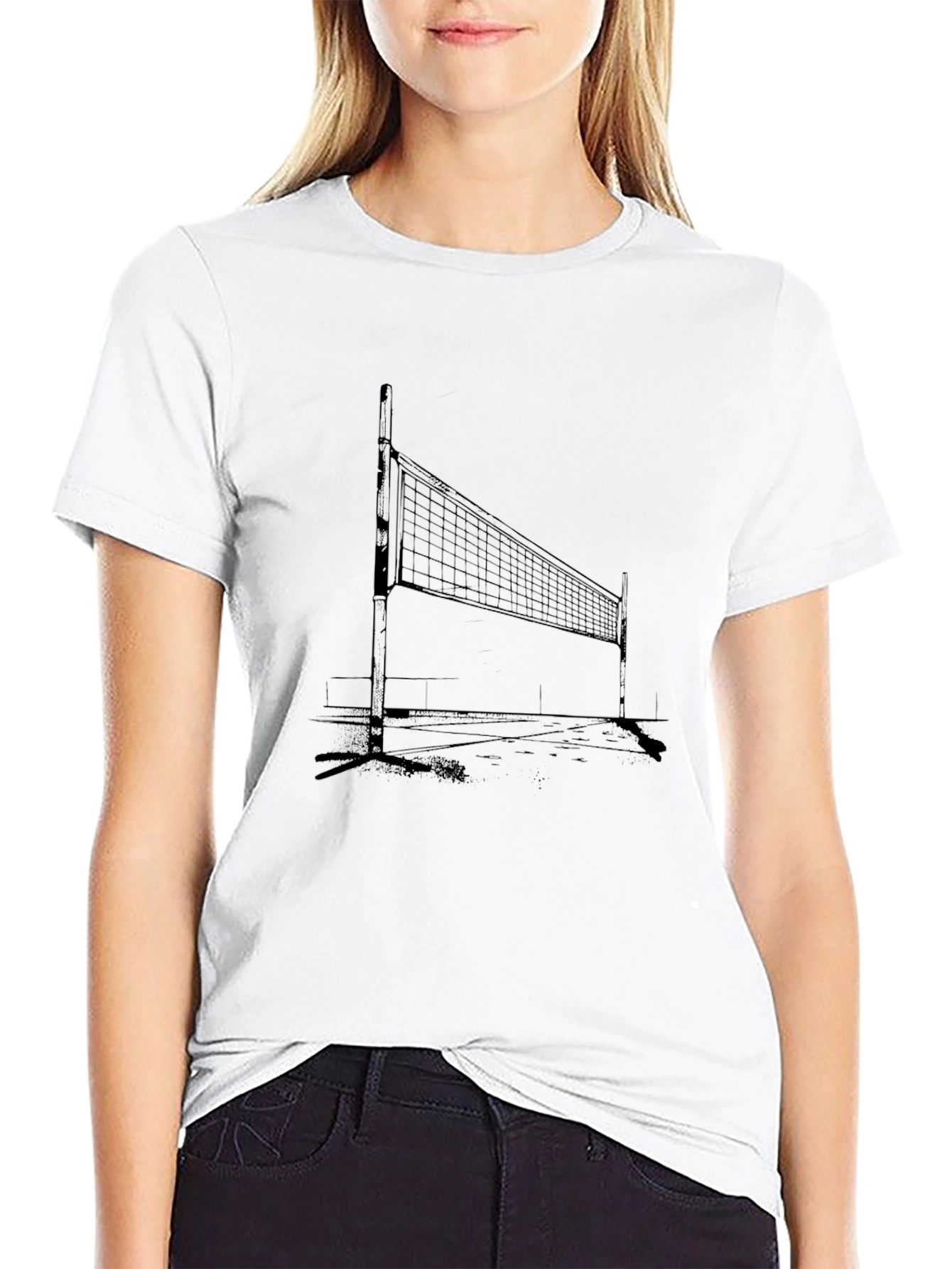 Volleyball Net Graphic Tee - Casual Sport Shirt