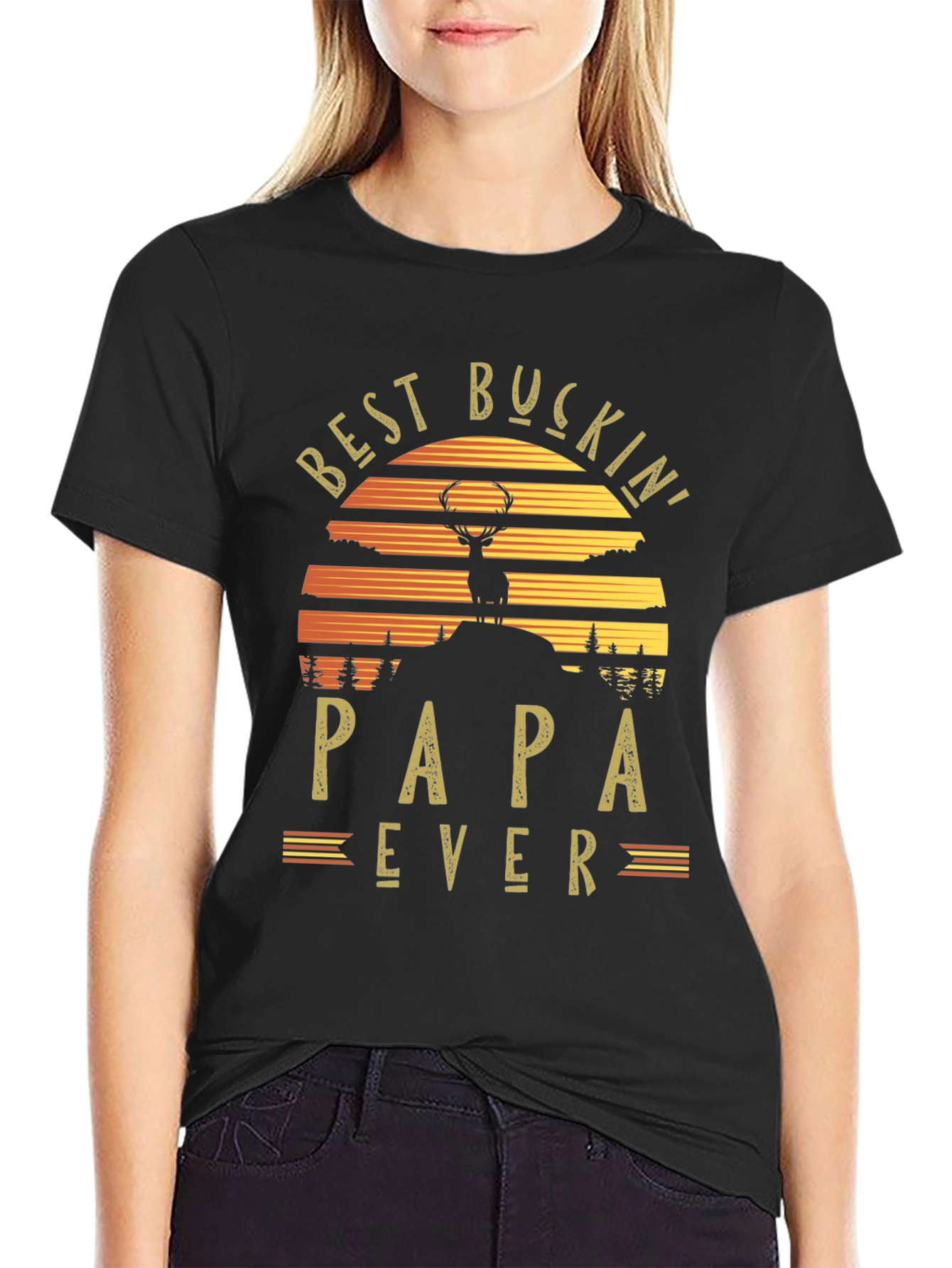 Best Buckin Papa Ever Graphic T-Shirt