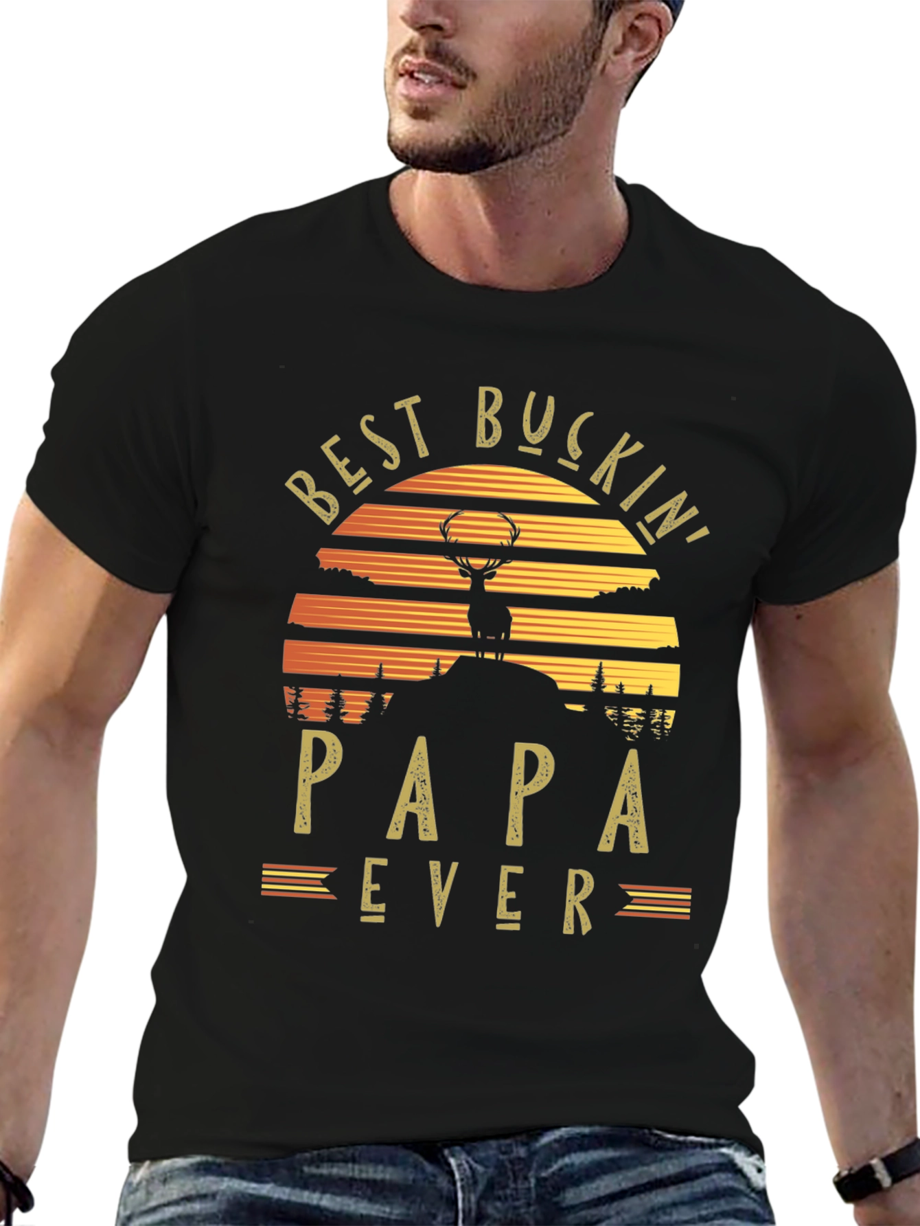 Best Buckin Papa Ever Graphic T-Shirt