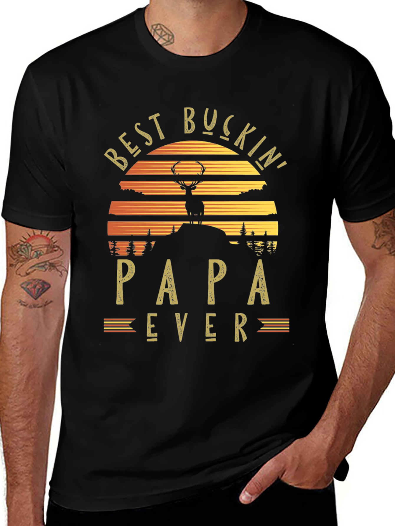 Best Buckin Papa Ever Graphic T-Shirt