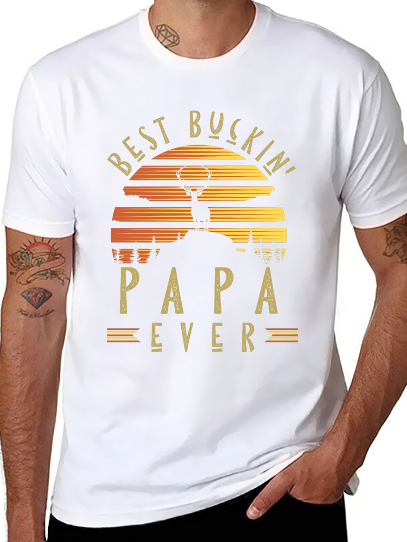 Best Buckin Papa Ever Graphic T-Shirt