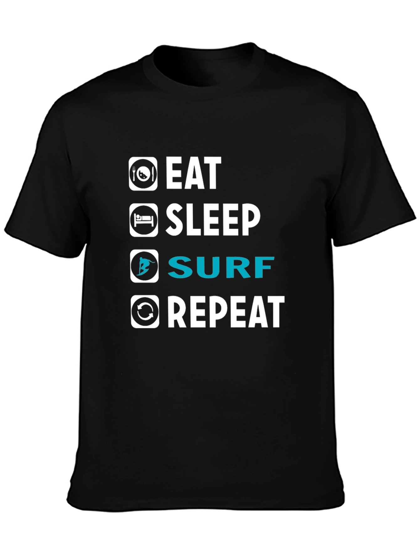 Eat Sleep Surf Repeat Graphic T-Shirt - Black