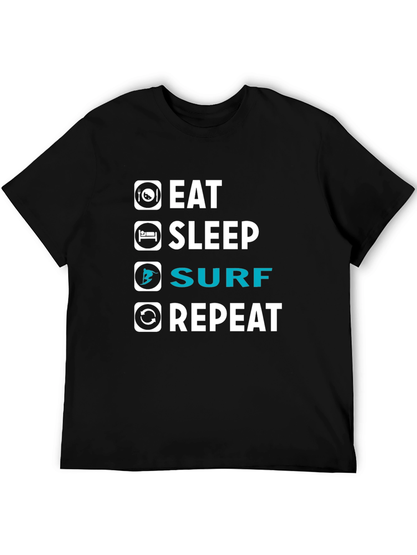 Eat Sleep Surf Repeat Graphic T-Shirt - Black