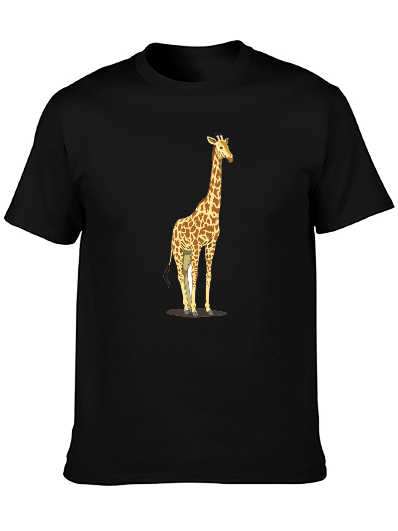 Giraffe Print Black T-Shirt - Mens Casual Tee