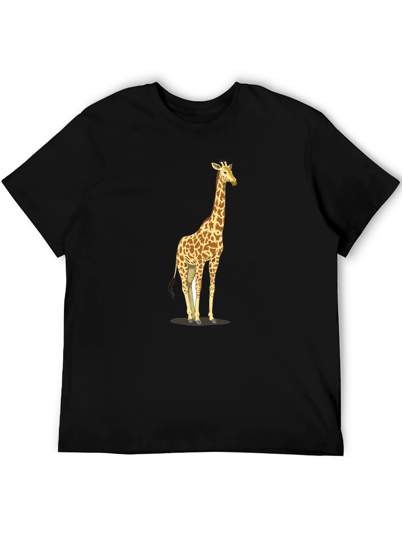 Giraffe Print Black T-Shirt - Mens Casual Tee