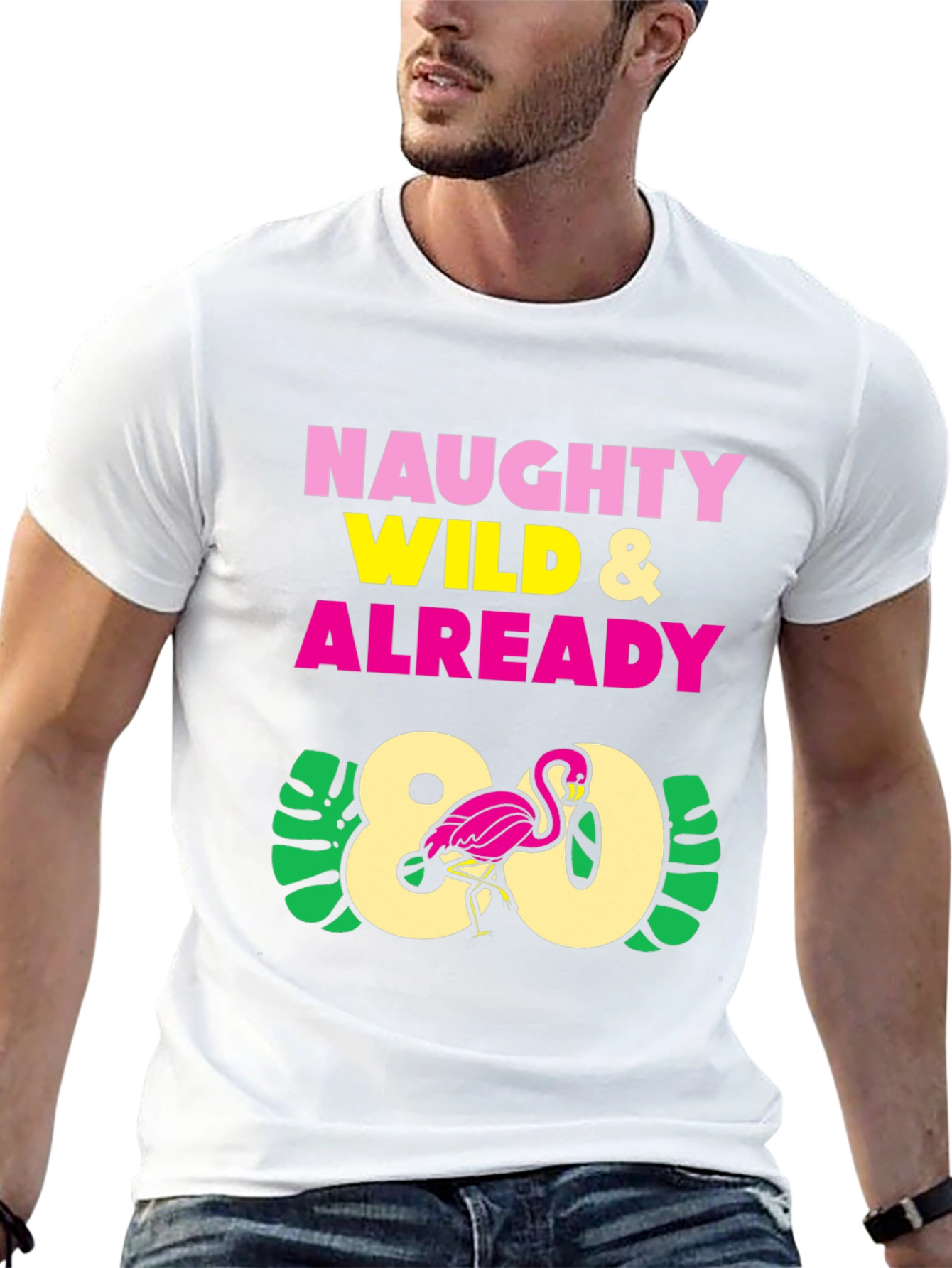 Naughty Wild & Already 80 Flamingo T-Shirt
