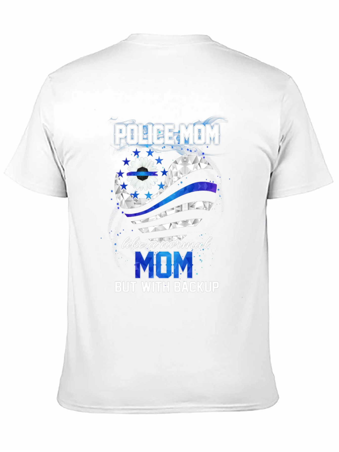 Police Mom T-Shirt - Thin Blue Line Heart