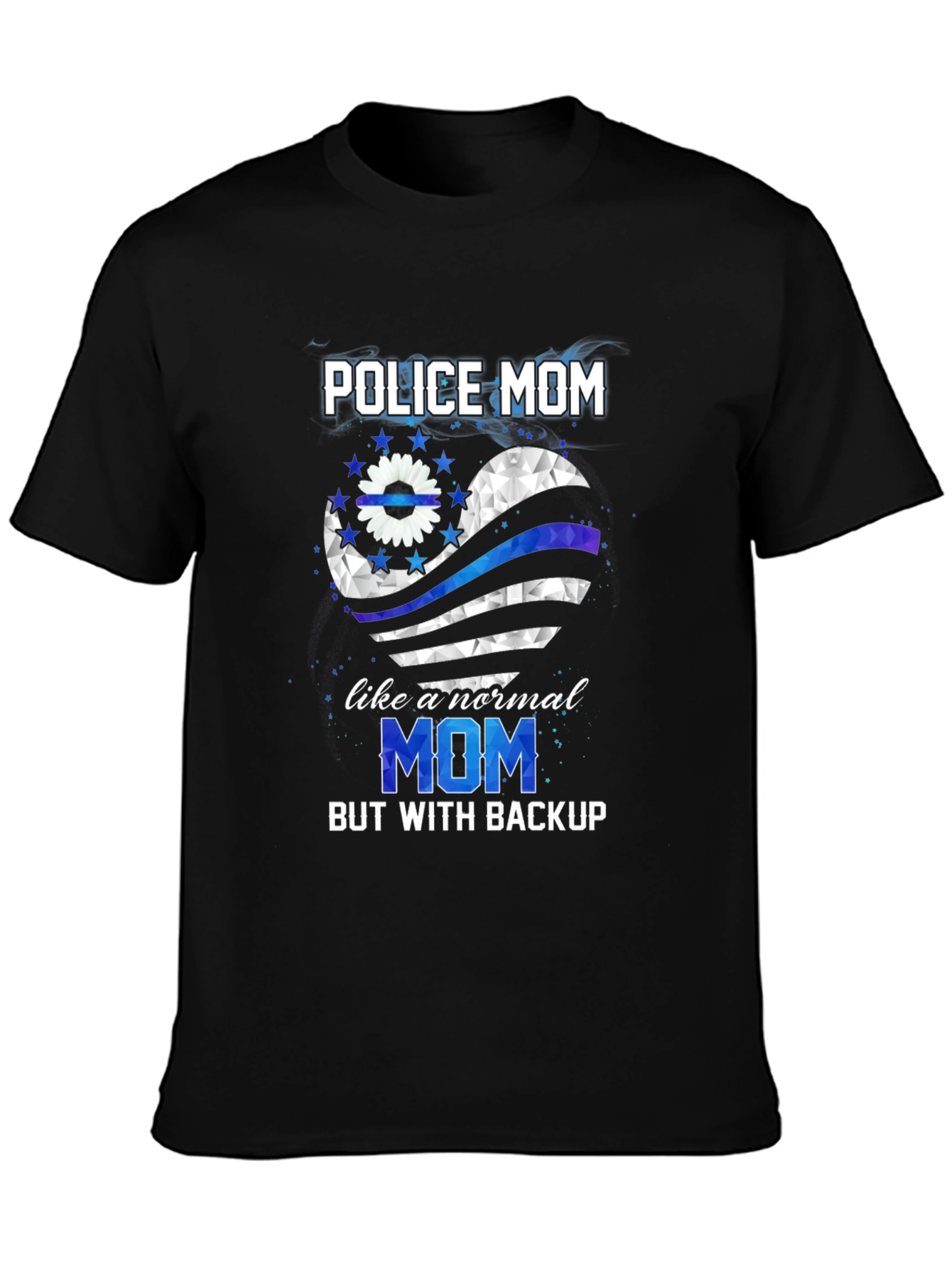 Police Mom T-Shirt - Thin Blue Line Heart