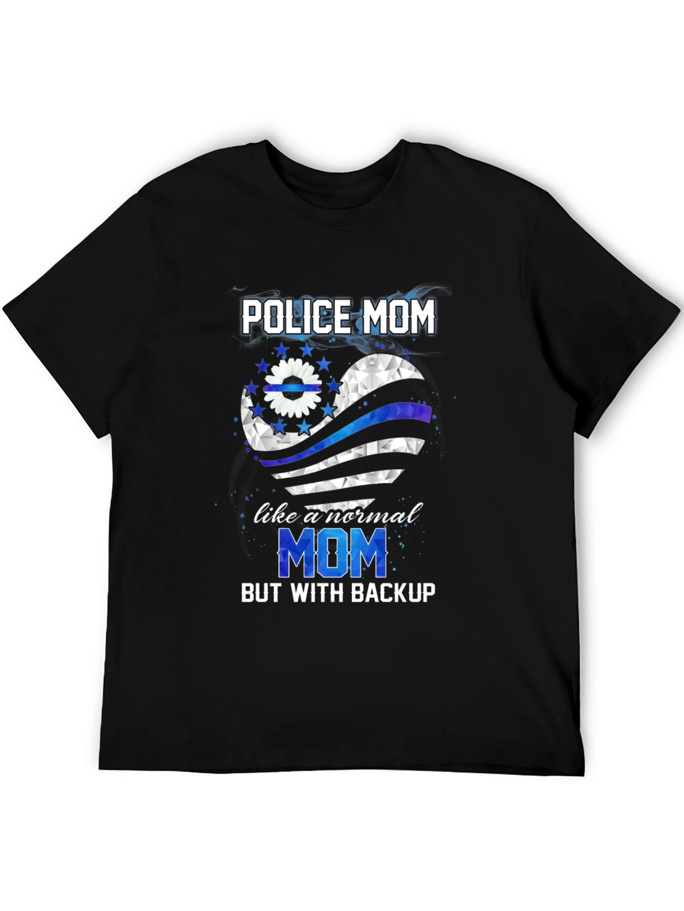 Police Mom T-Shirt - Thin Blue Line Heart