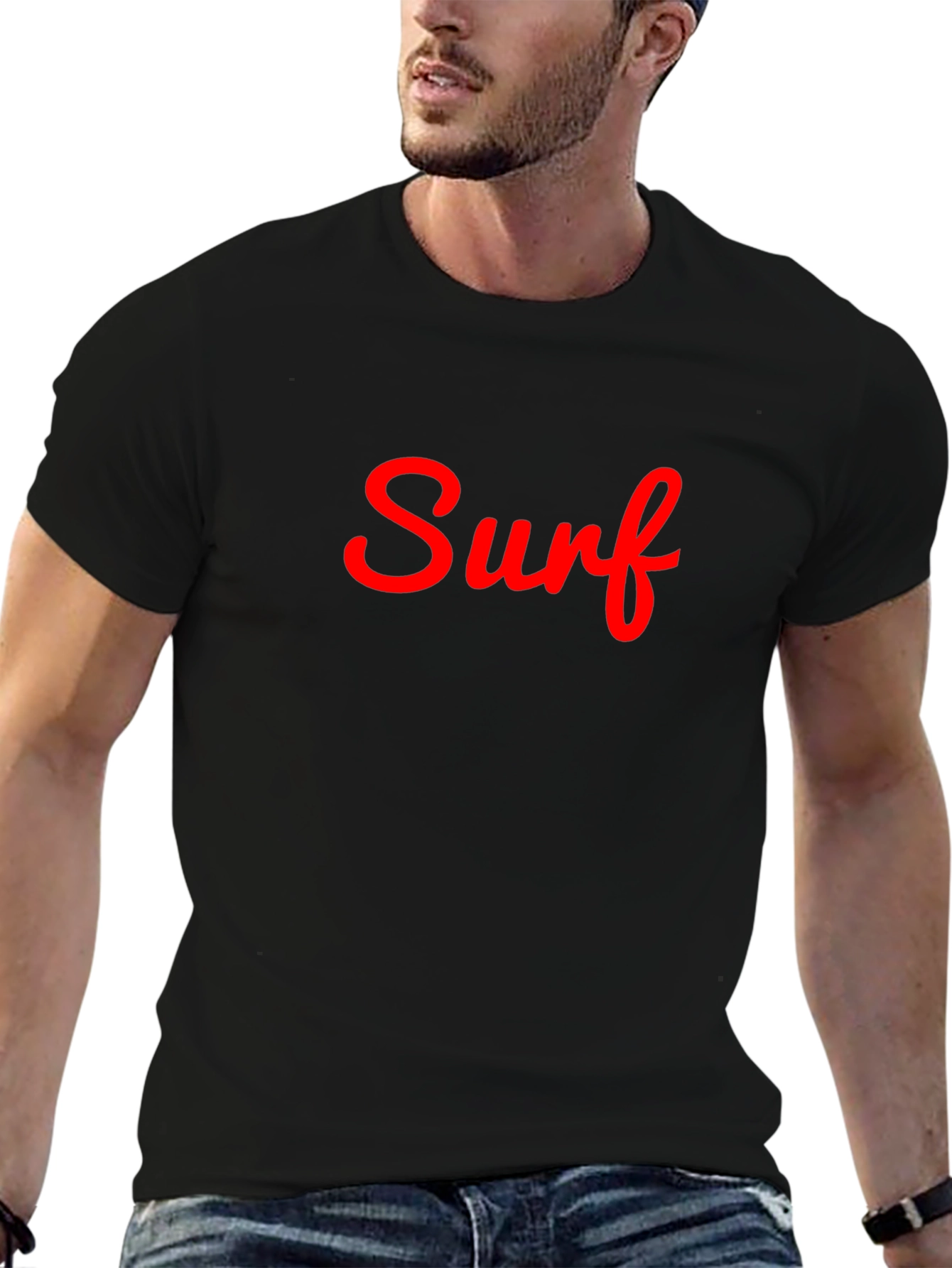 Surf Graphic Tee - Casual Black T-Shirt
