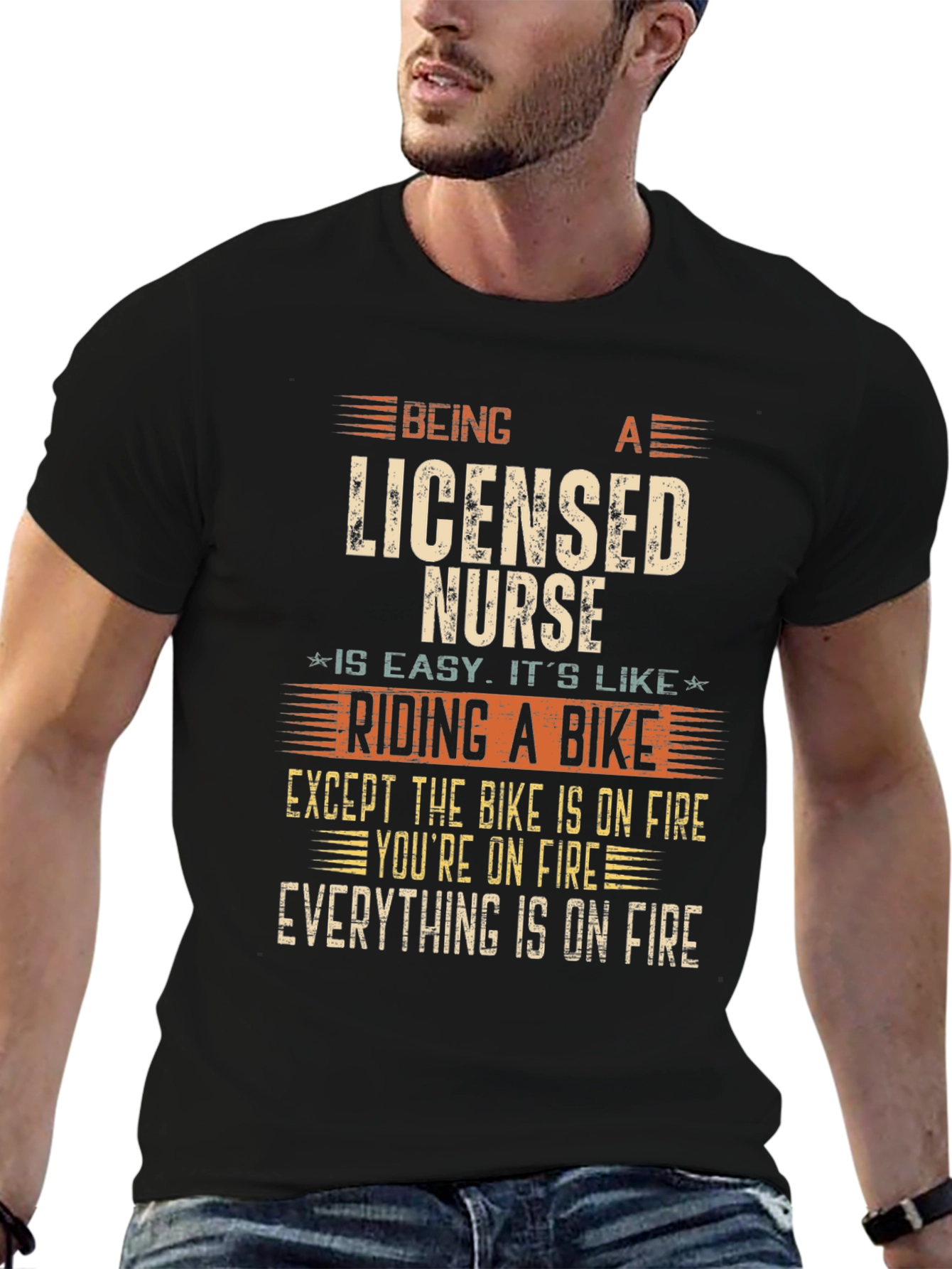 Licensed Nurse On Fire Graphic T-Shirt