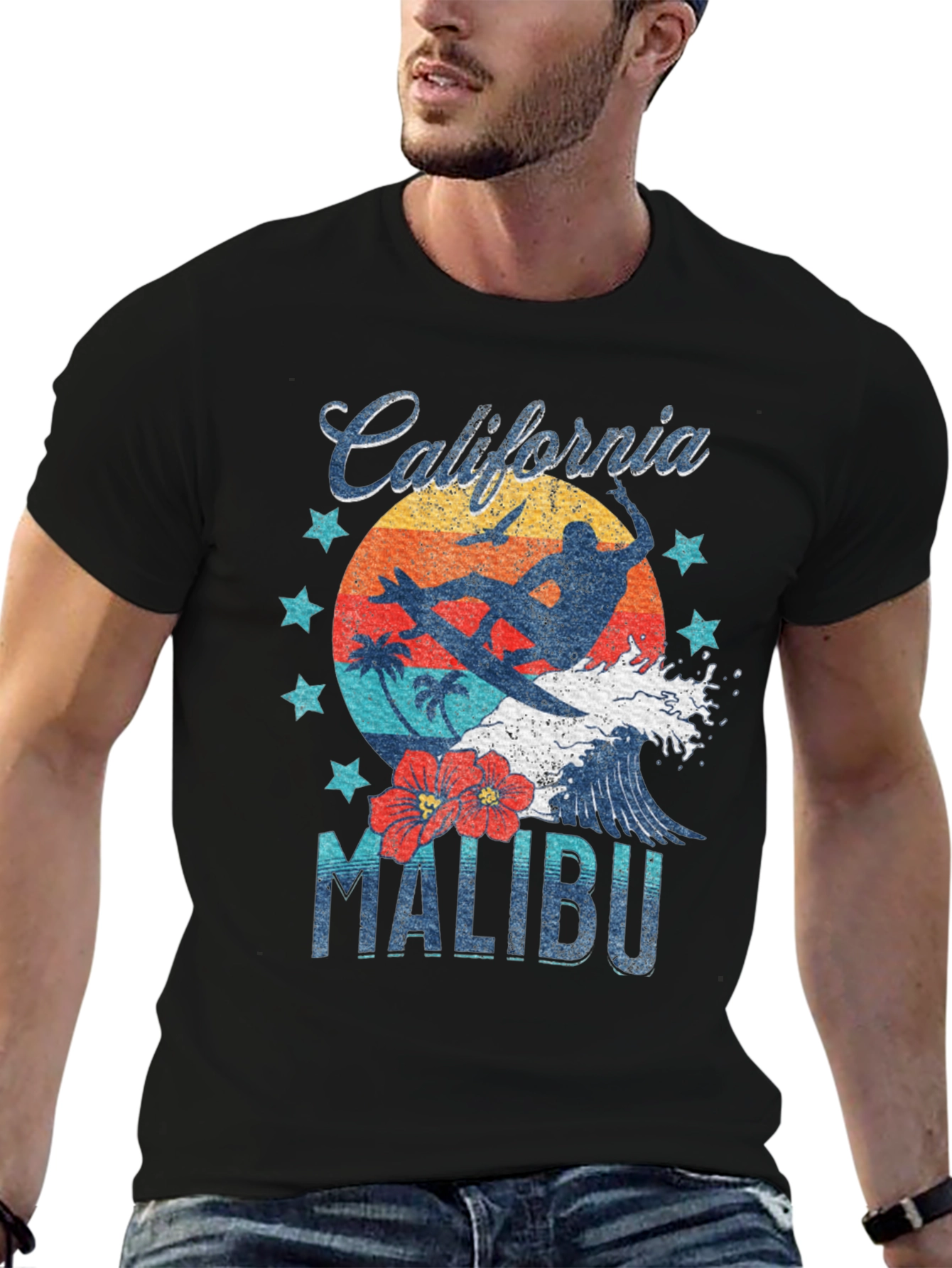 California Malibu Surfer Graphic T-Shirt