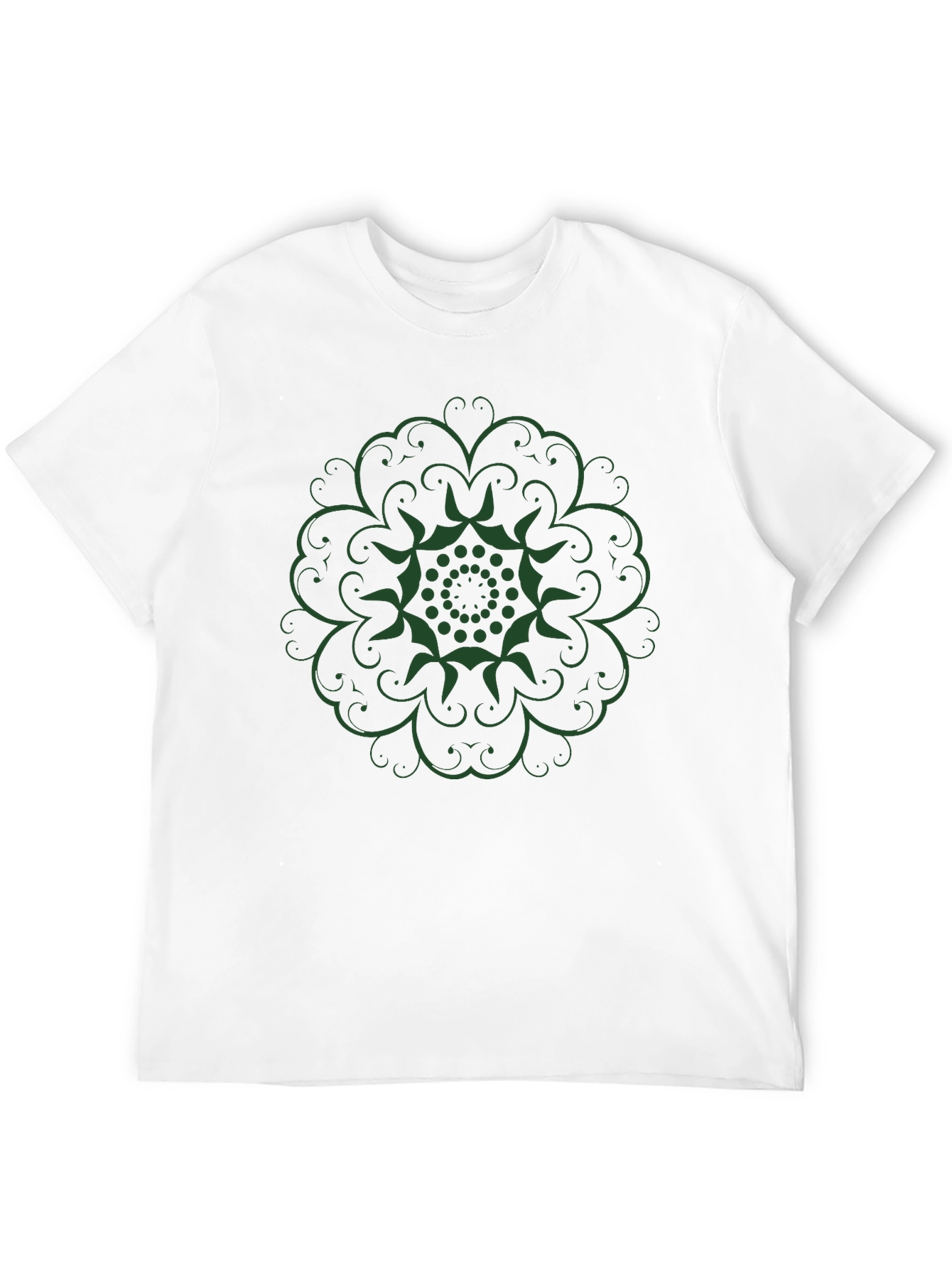 Green Mandala Black T-Shirt