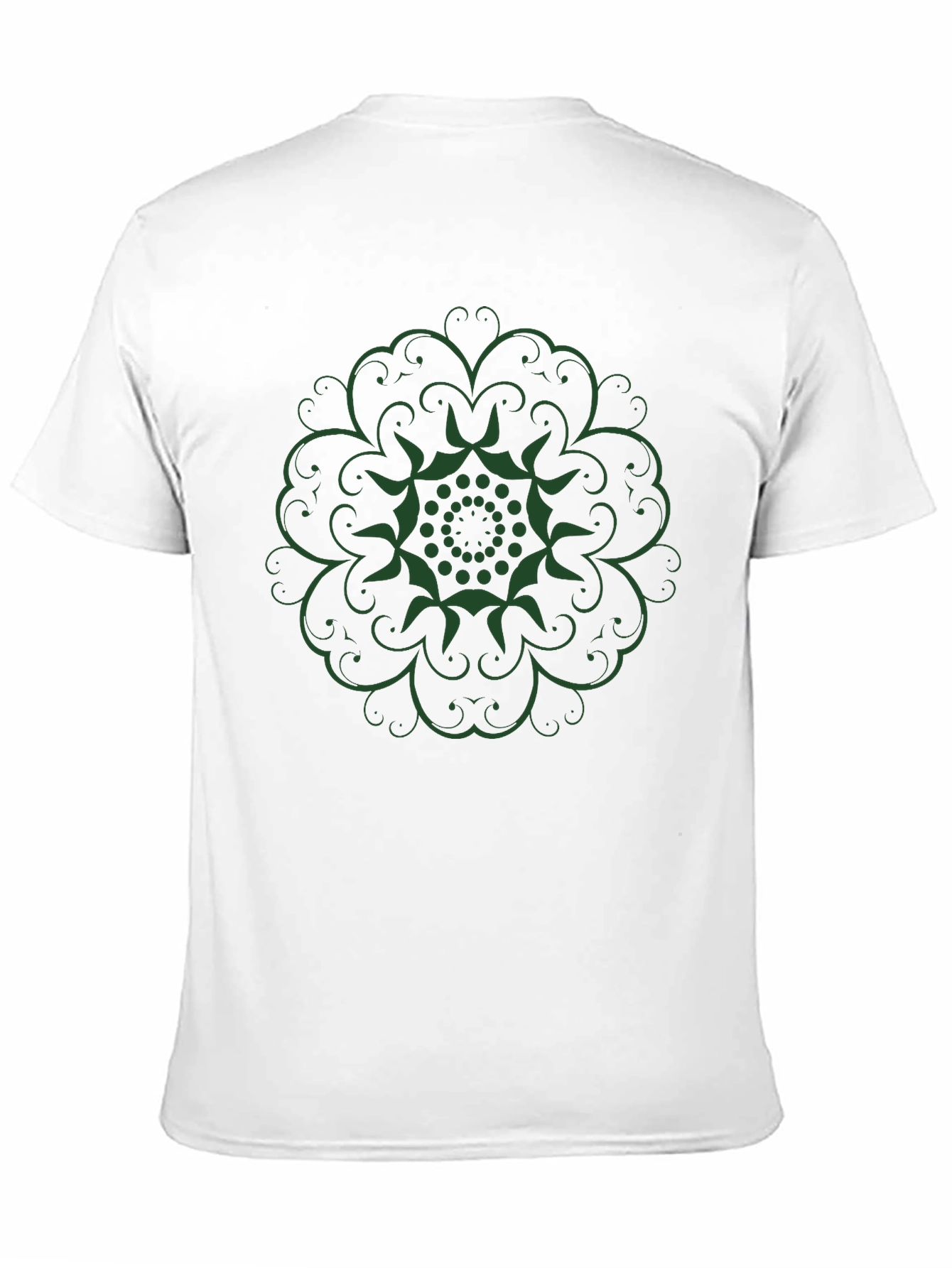 Green Mandala Black T-Shirt