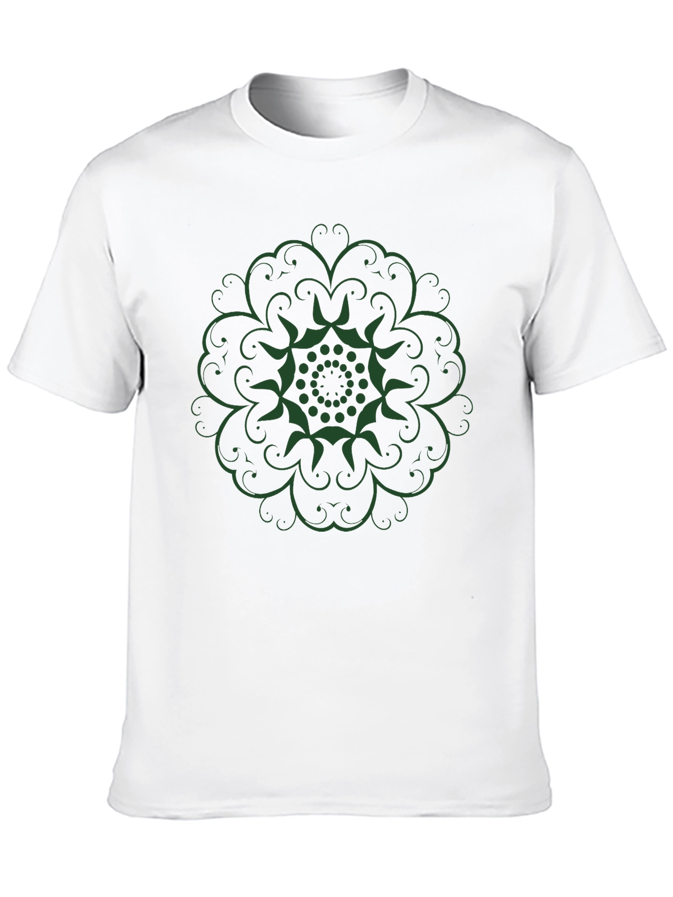Green Mandala Black T-Shirt