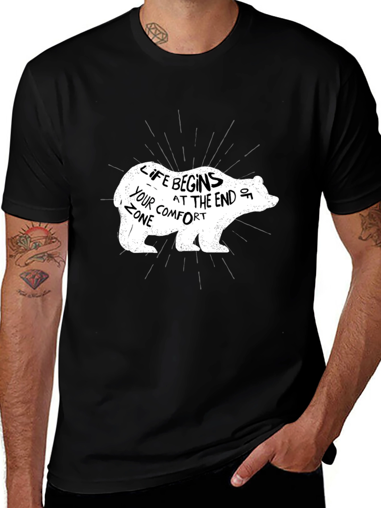 Life Begins Bear Graphic Tee - Black