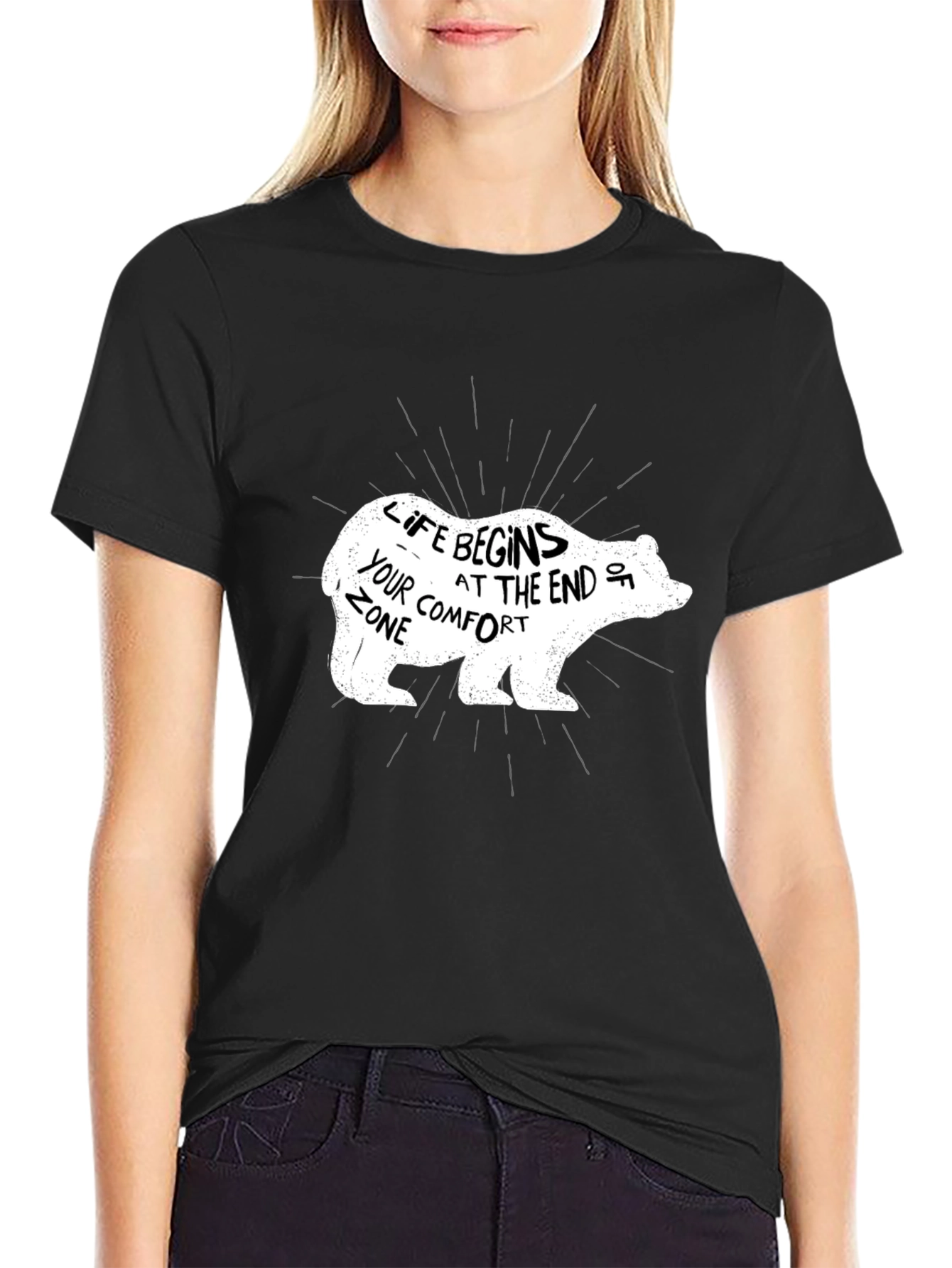 Life Begins Bear Graphic Tee - Black