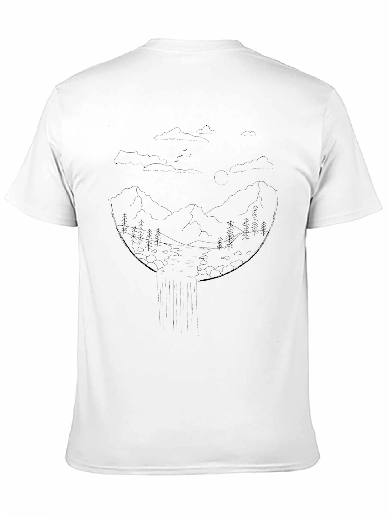 Mens Black T-Shirt - Mountain Landscape Design