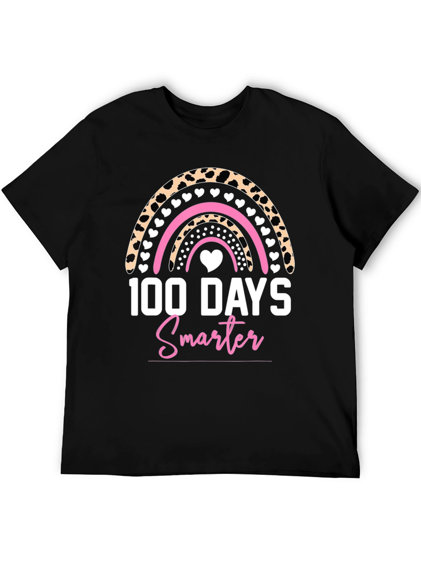100 Days Smarter Rainbow Leopard Print T-Shirt