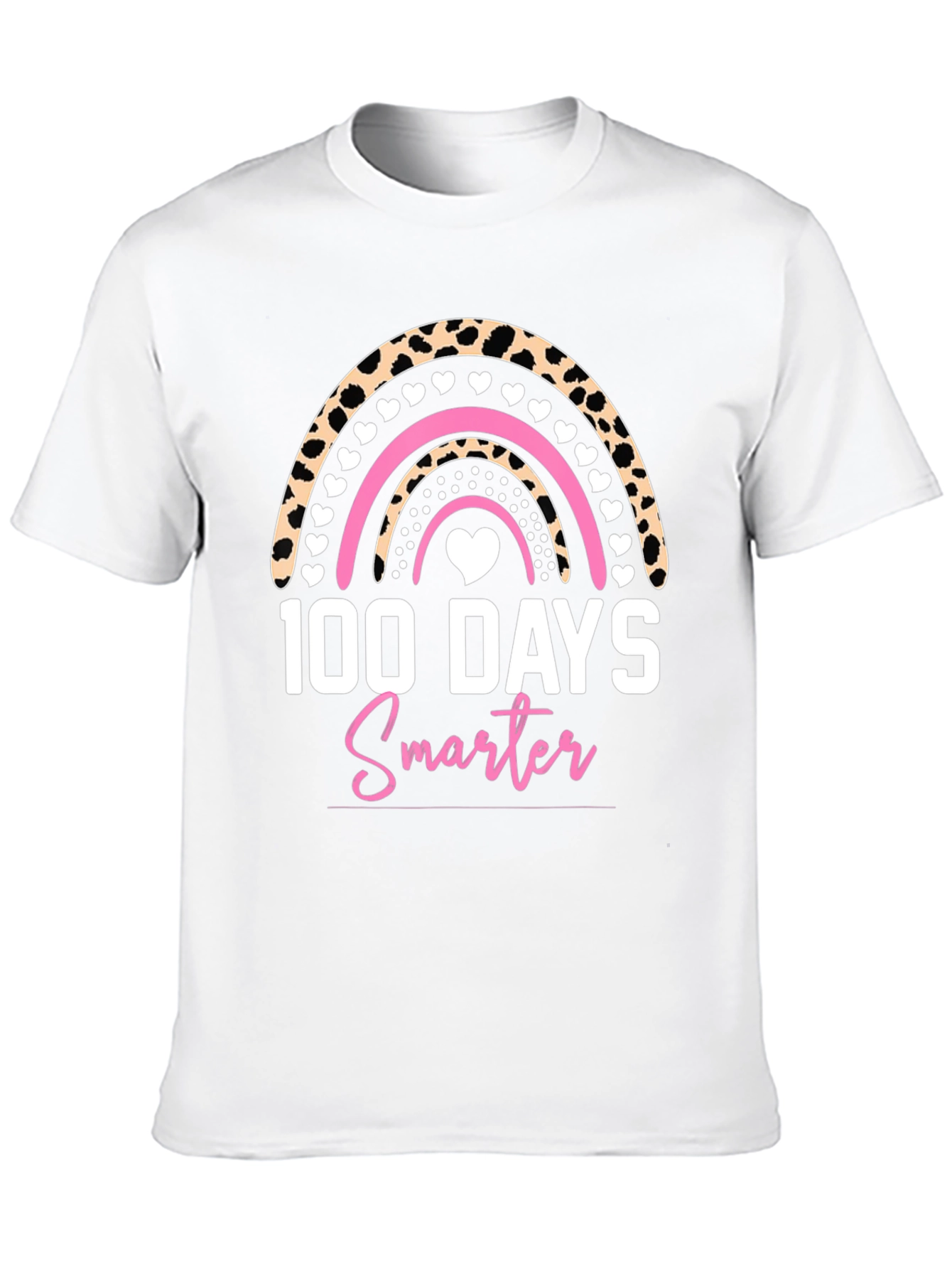 100 Days Smarter Rainbow Leopard Print T-Shirt