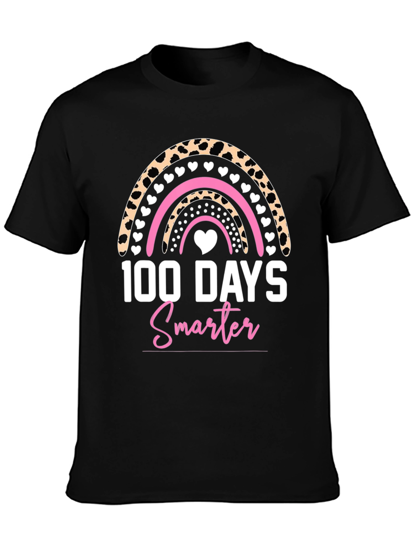 100 Days Smarter Rainbow Leopard Print T-Shirt