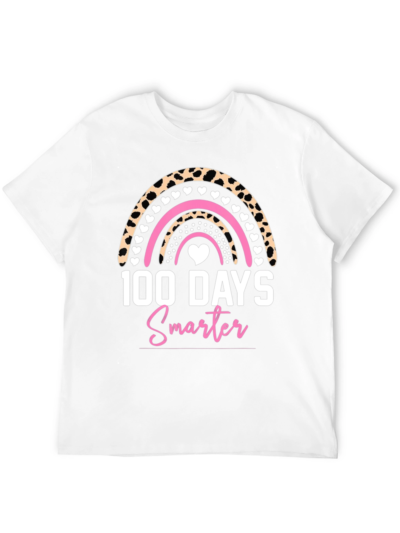 100 Days Smarter Rainbow Leopard Print T-Shirt